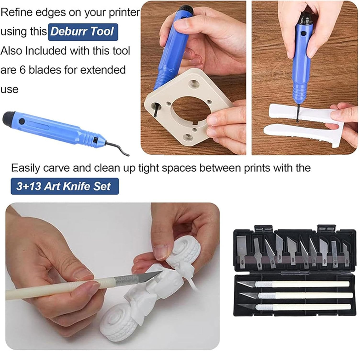 Vgvgaj 3D Printing Kit | Multifunctional 3D Print Sanding Kit - Portable 3D Printer Set Includes Tweezer, Deburring Tool, Plier for Craft Carving, Stencil Cutting image number 5