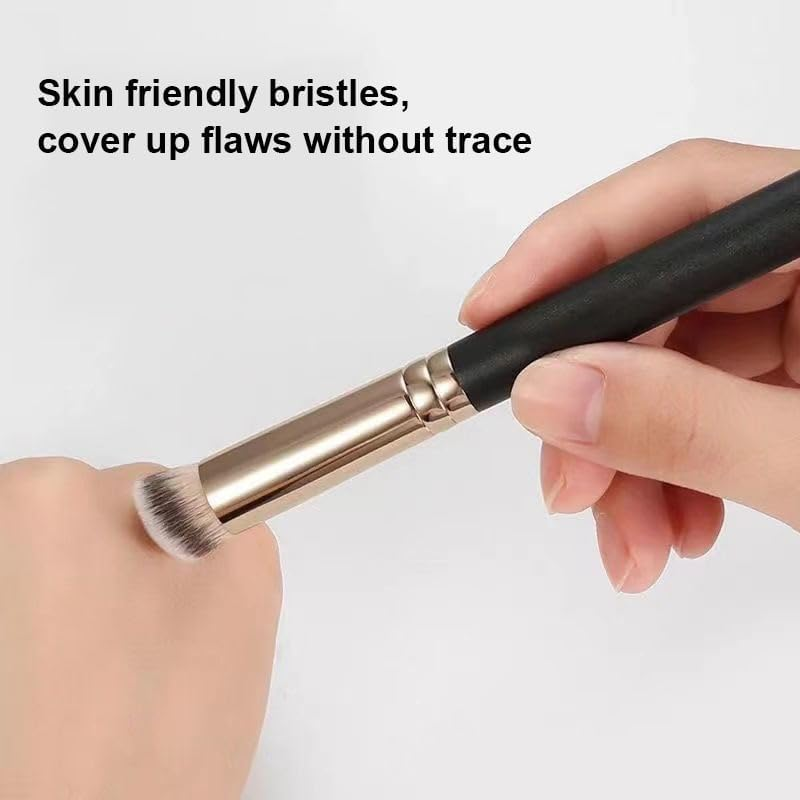 Gaodercha 2 X Makeup Brush Set with Storage Bag, Synthetic Bristles, Plastic Handle, 113 Mm Handle, 15 Mm Bristles for Foundation Powder, Daily Application of Soft Bristles for Beginners image number 2