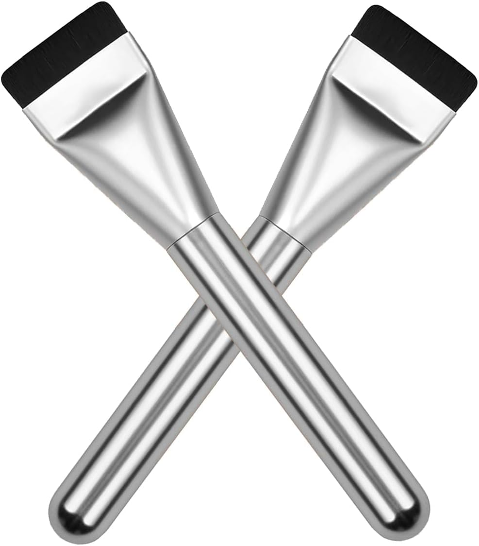 Yxvyxymyxxg​ Foundation Brush for Liquid Makeup - 2 Pcs,Korean Style Flat Top Kabuki Brush, Professional Streak-Free Tool for Foundation and Cream Blending image number 1