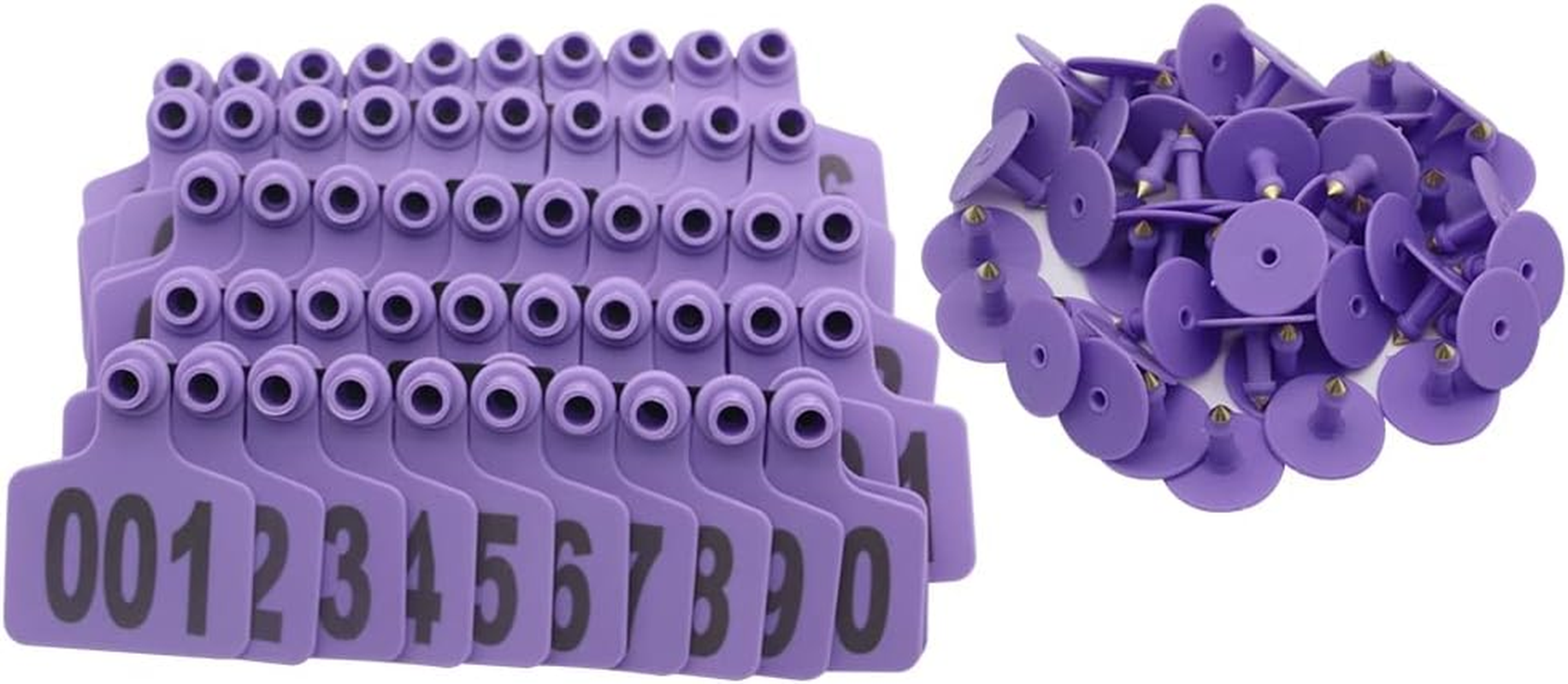 Cattle Ear Tags, Large Plastic Livestock Ear Tags for Sheep Cattle Calf Hog with Number 001-100/101-200/201-300, Animal Identification Ear Tag(Purple,001-100) image number 6
