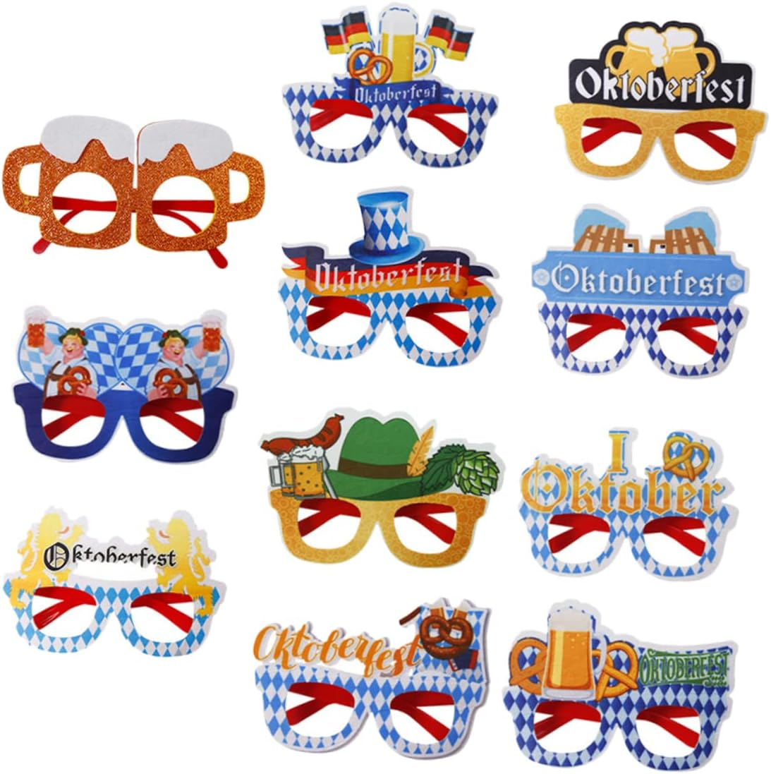LABRIMP Oktoberfest Party Glasses Beer Mug Design Lightweight and Comfortable Photo Props for Adults and Festive Masquerade and Carnival Accessories