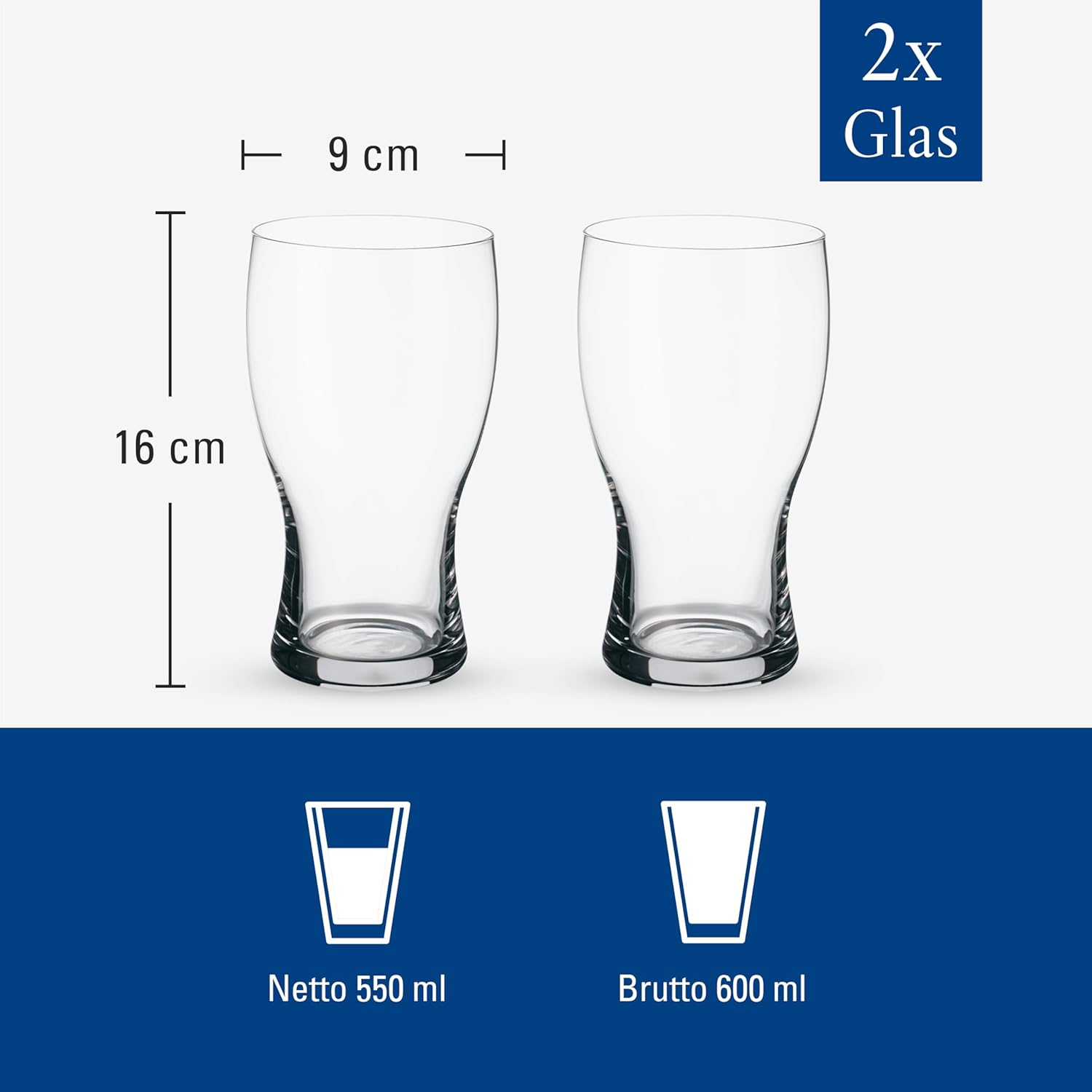 Villeroy & Boch 11-3785-8165 Bar Purismo Beer Pint, Set of 2, 650 Ml, Crystal Glass, Clear image number 6