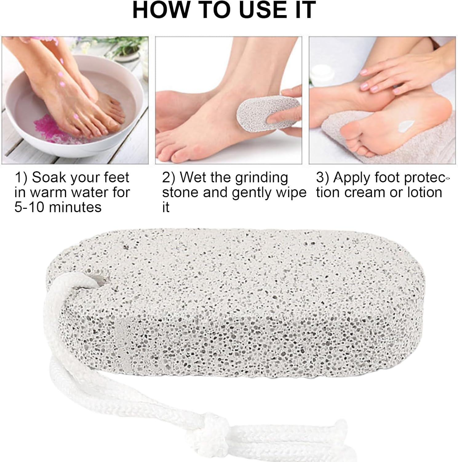 Qkbuza Foot Pumice, Feet Heels and Palm Scrubber, Softener Natural Sturdy Professional Pumice for Adults Palm Elbows Heels Hands Women Body Men