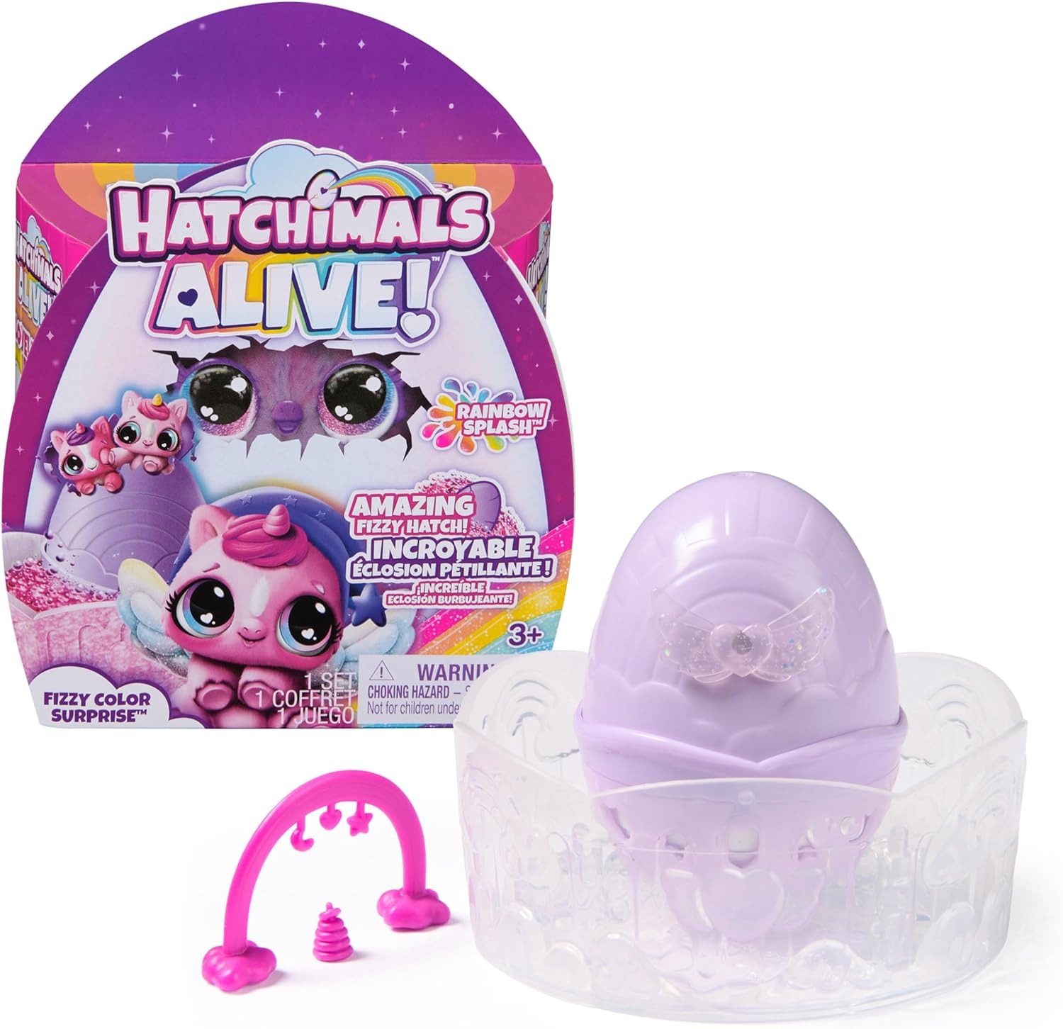 Hatchimals Alive, Rainbow Splash Fizzy Colour Surprise Toy, Hatch Twins or Triplets from Colour-Reveal Egg (Style May Vary), Kids&rsquo; Toys for Girls & Boys