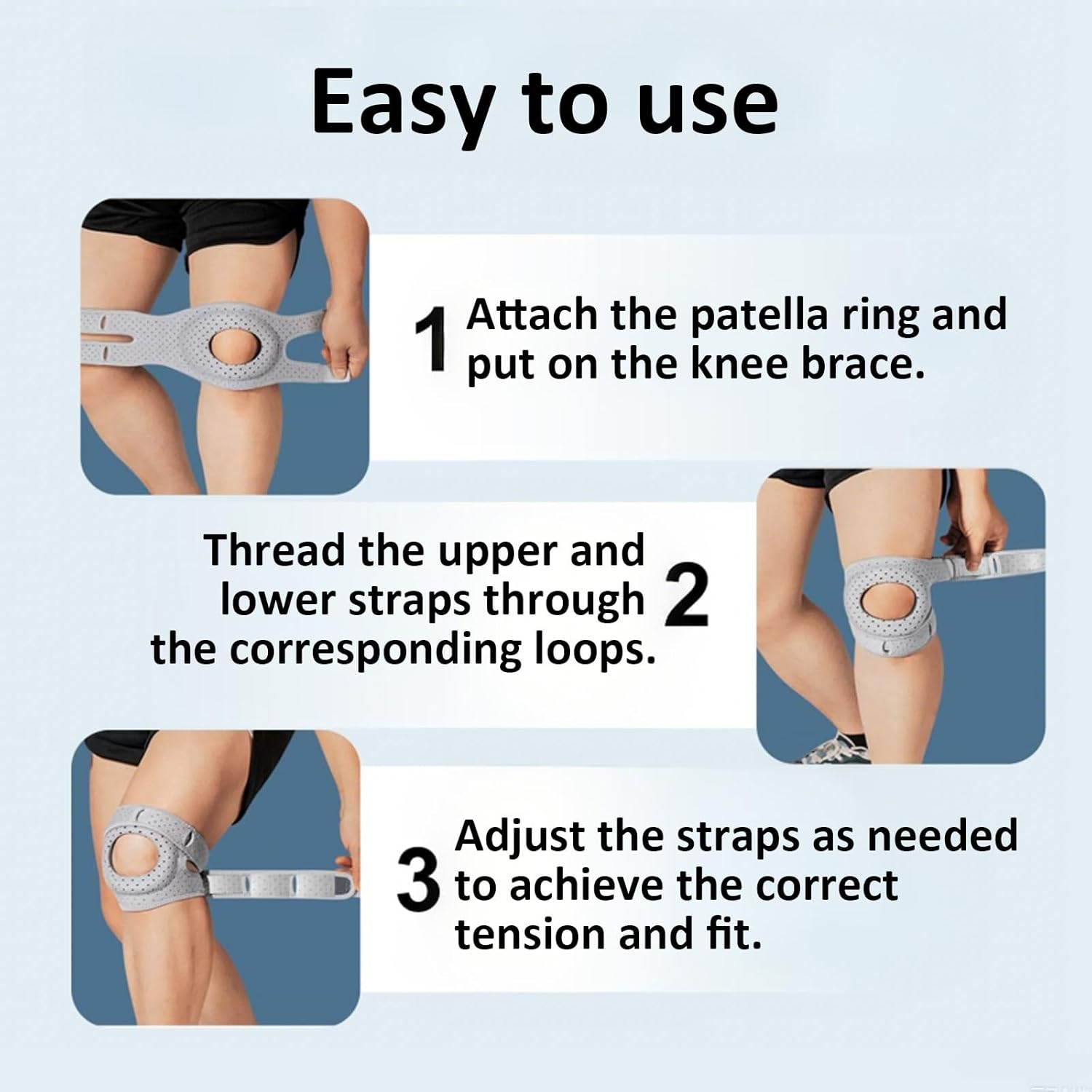 2 Pack Knee Brace for Meniscus Tear & Arthritis - Adjustable Compression Support with Open Patella Stabilizer | Knee Stabilizer Brace for Sports, Running, Injury Recovery (Men/Women)