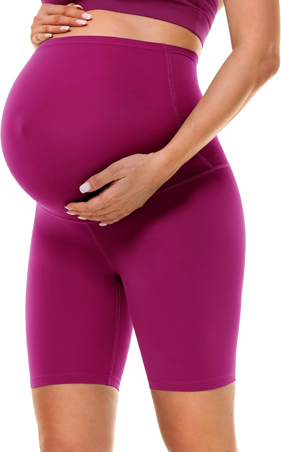 BAYDI Clouduxi Maternity Shorts over the Belly-6" Pregnancy Biker Shorts Women Workout Yoga Pants