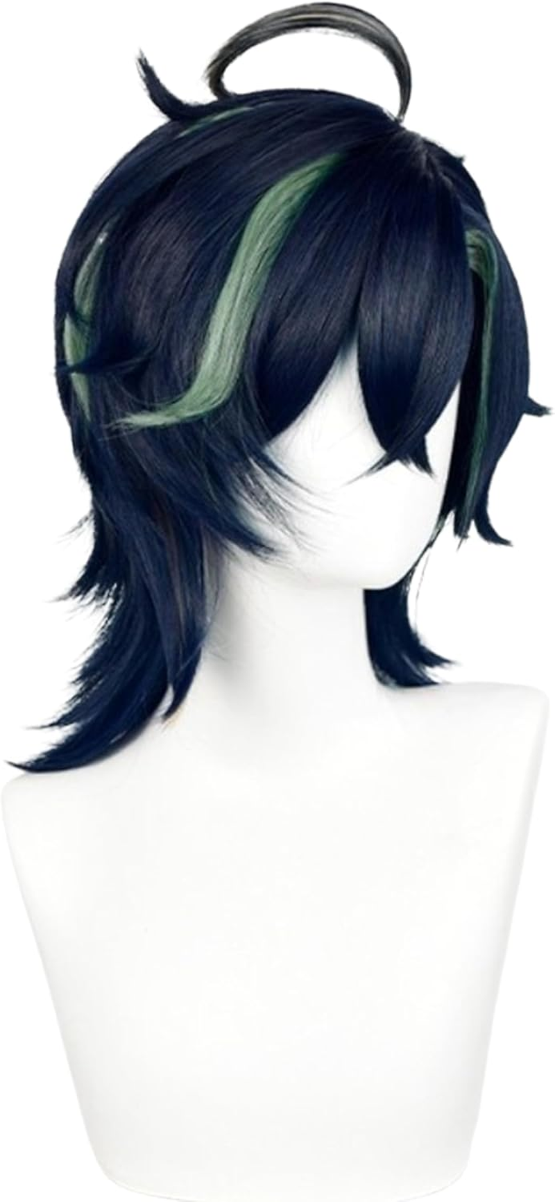 OSIAS Kinich Wig Short Dark Bule Mixed with Yellow and Green with Braids Synthetic Heat Resistant Hair image number 3