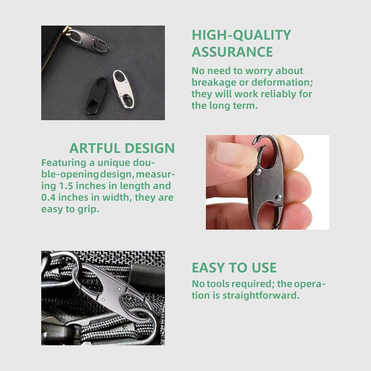 Suytvenxau 12 PCS Zipper Clip Theft Deterrent - Backpack Zipper Lock, Bag Locks for Travel, Quick Release anti Theft Clips & Key Holder, Bag Security Clips in 2 Sizes (Black, Silver, Gunmetal) image number 3