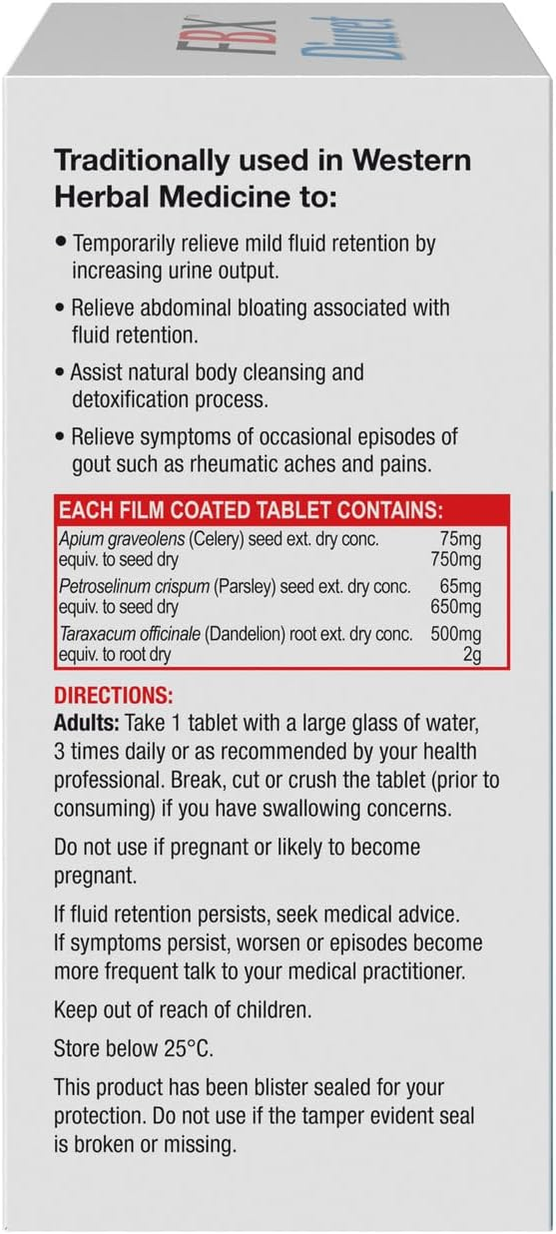 Naturopathica FBX Diuret Fluid Relief Supplement 60 Tablets