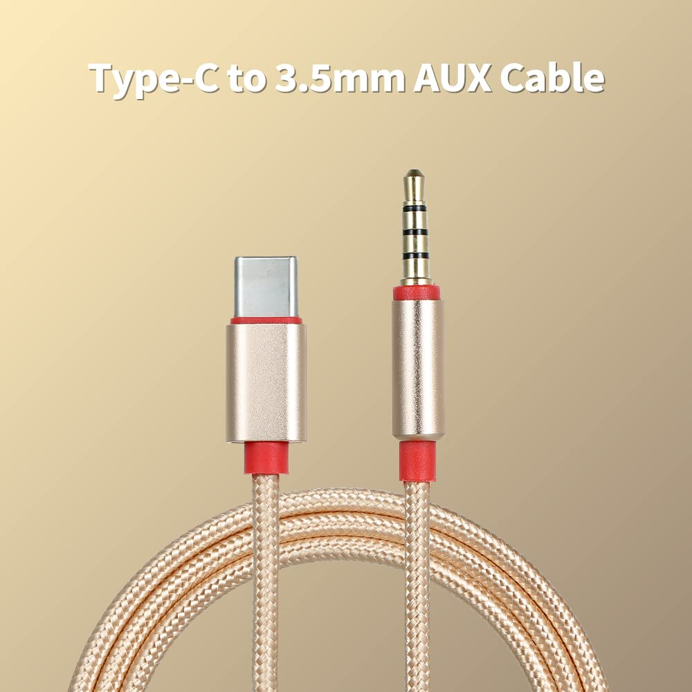 Type C Male to 3 5Mm TRRS Audio Cable USB Headset Adapter Cord for Car Home Stereo External Speaker Nylon Braided with Gold Plated Interface Hi Fi Sound Plug N Play