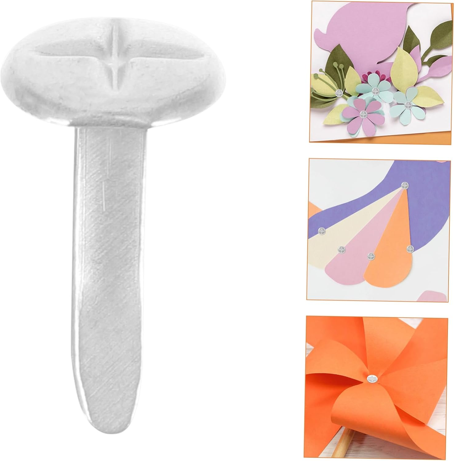 Housoutil 100Pcs Craft Brads Fastener round Flat Head for Paper for Boys and Girls Double Legs image number 2