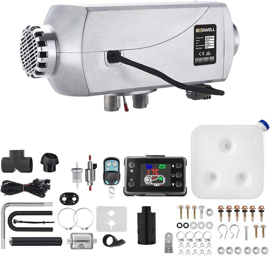 BOSWELL DIESEL AIR HEATER 12V 5KW ALUMINIUM SHELL Parking Camper Van Caravan Silver image number 4