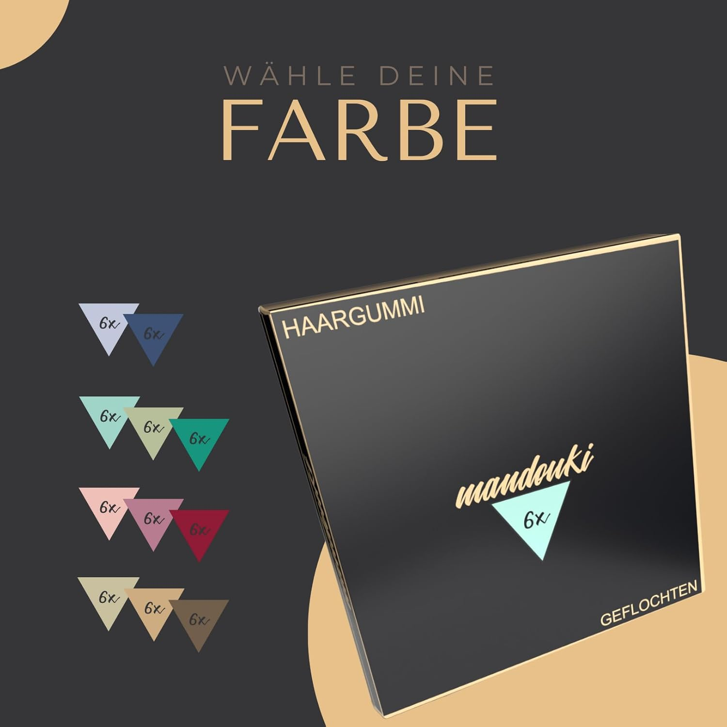 Mandouki&reg; Hair Bobbles (Pack of 6) - Elegant Hair Bobbles in Braided Design: Ultimate Hold and Durability - Mint image number 2