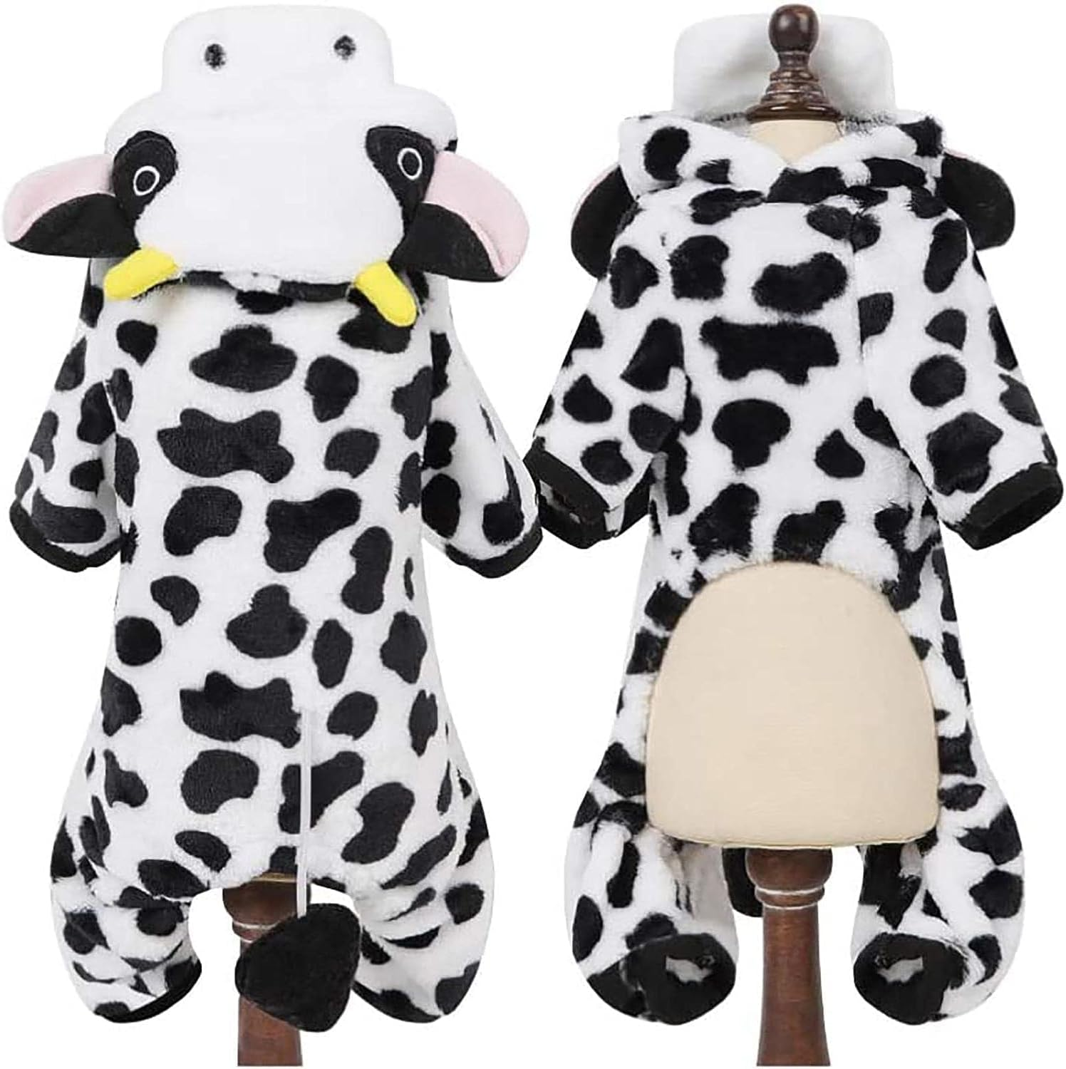 Cow Dog Costume | Cows Pet Dog Clothes for Small Breeds Dogs,Christmas Winter Warm Fleece Pet Hoodie for Small Medium Dogs Puppies image number 5
