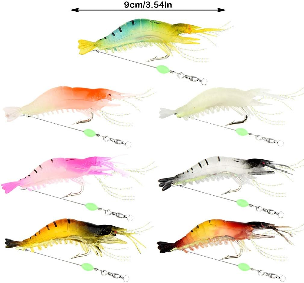 14Pcs Shrimp Bait Artificial Silicone Soft Baits Luminous Fishing Lure with Sharp Hooks Fishing Tackles Freshwater/Saltwater image number 5