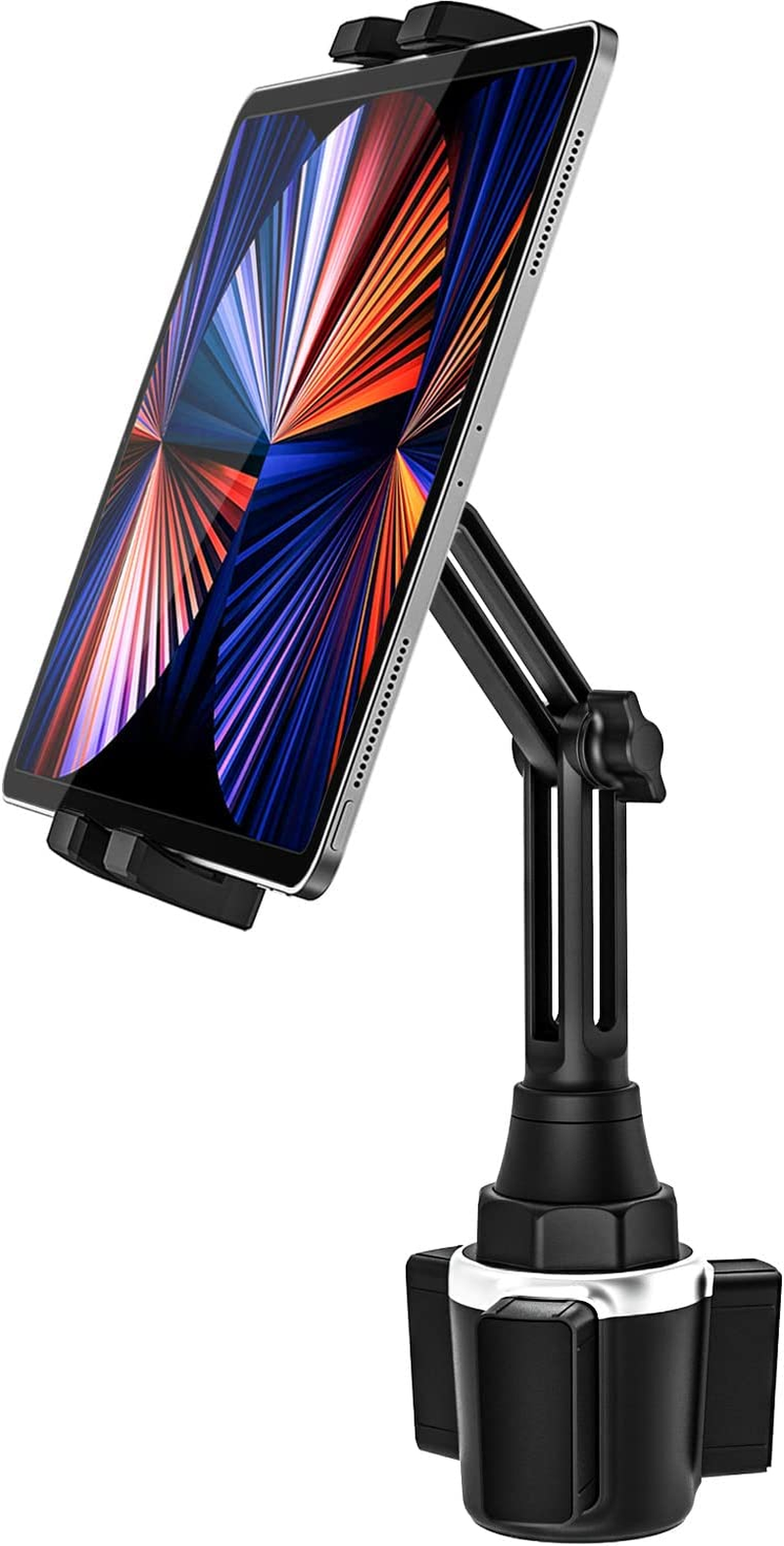 Car Tablet Holder, EXSHOW Cup Holder Tablet Mount, Car Cup Mount Tablet Phone Stand with Adjustable Arm for Ipad Pro 12.9 11 Mini Air 5 4 3, Galaxy Tabs, Iphone, 4-13" Cell Phones and Tablets