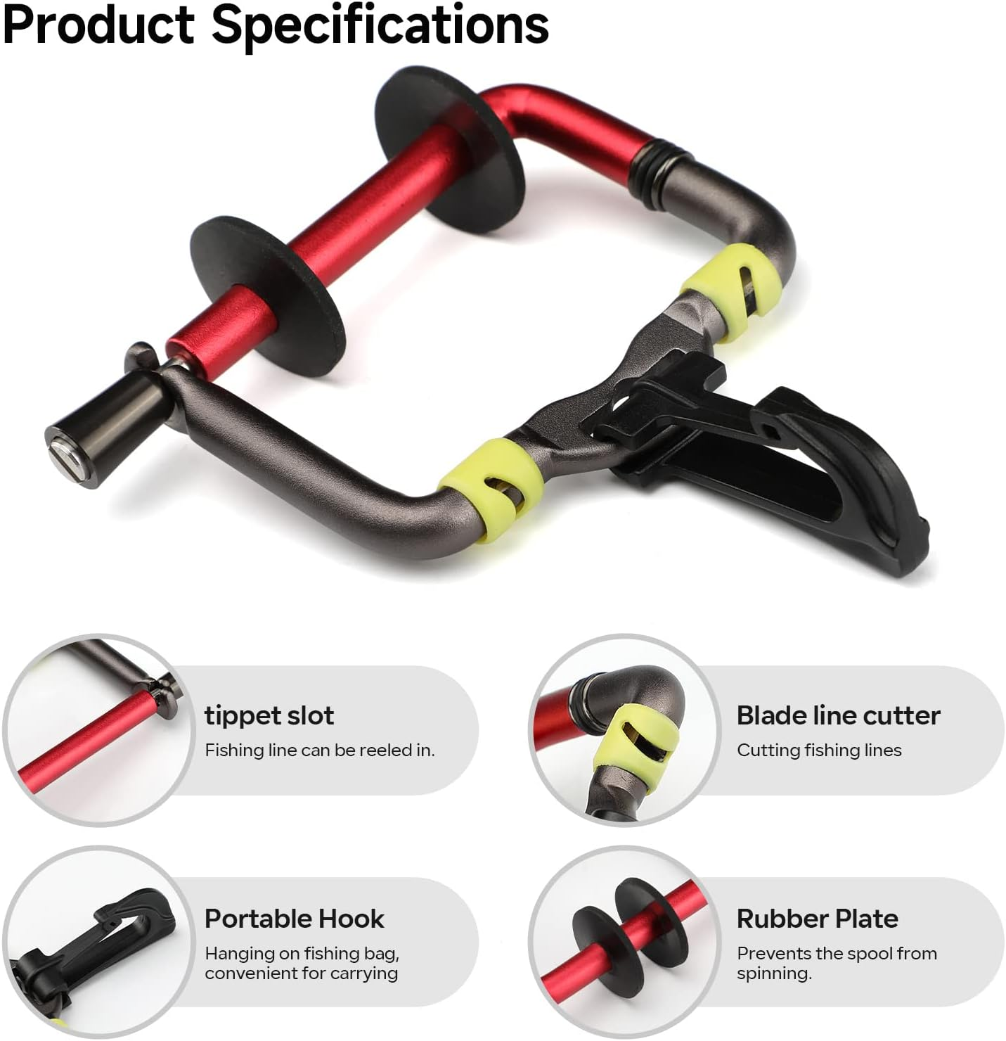 KOMCLUB Fishing Tippet Holder Line Cutter Tippet Spool Aluminium Tippet Storage Fishing Accessories Fishing Tackle Fishing Thread Monofilament Fishing Line - Red image number 3