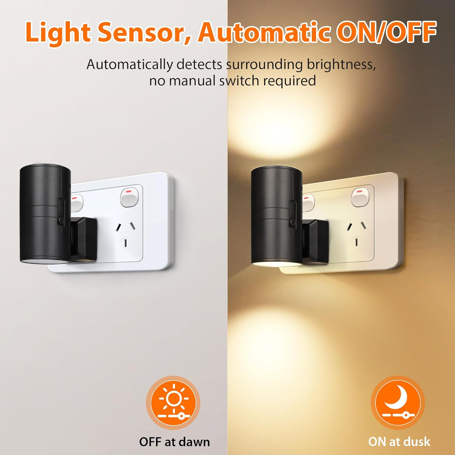 Plug in Night Light 4 Pack, LED Night Lights with Auto Dusk to Dawn Sensor, 3000K Warm White Dimmable LED Night Lamp for Kids, Sensor Nightlight for Bedroom, Baby Room, Kitchen, Bathroom, Stair image number 2