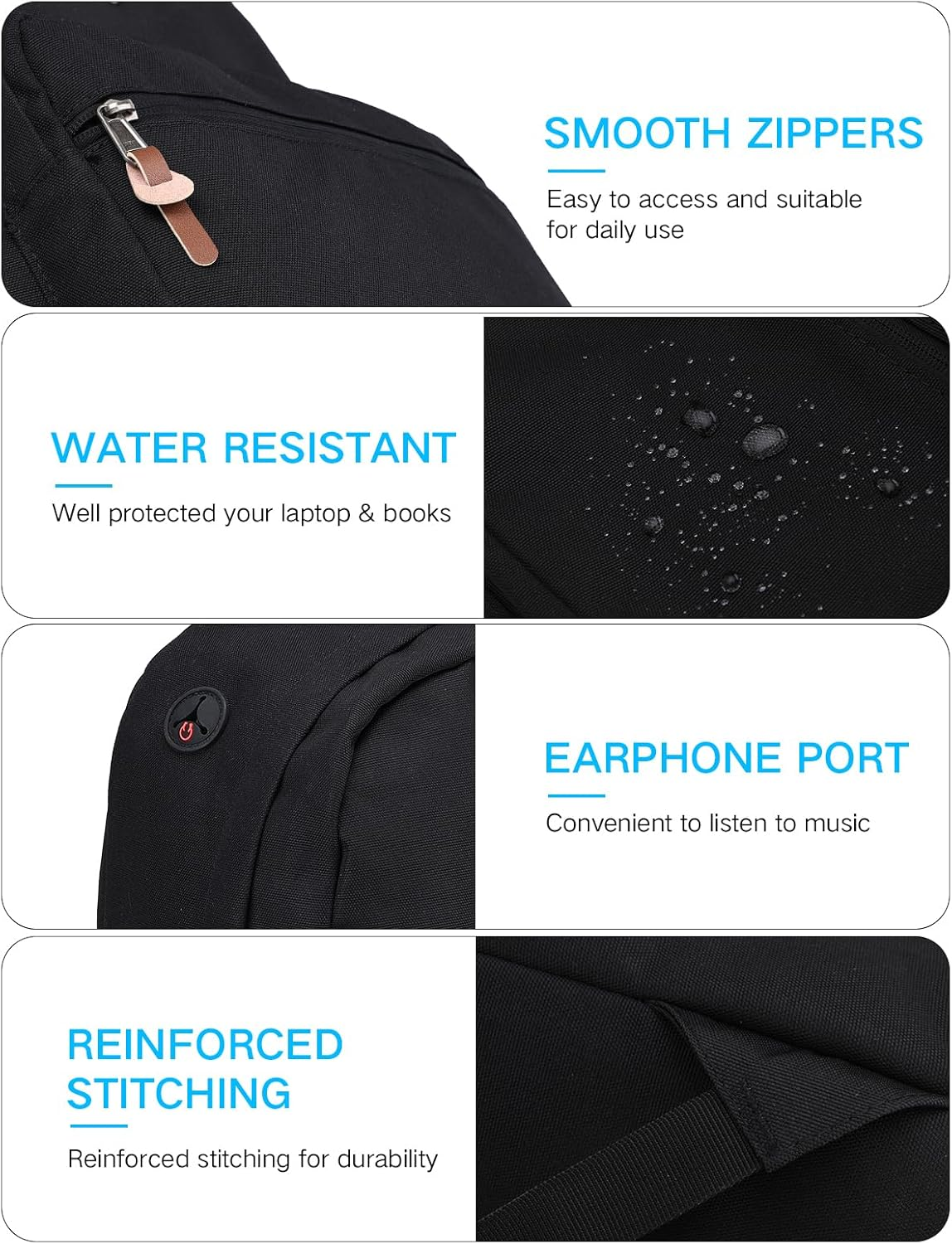 School Backpack,Ravuo Water Resistant Unisex Classic Basic Casual Bookbag