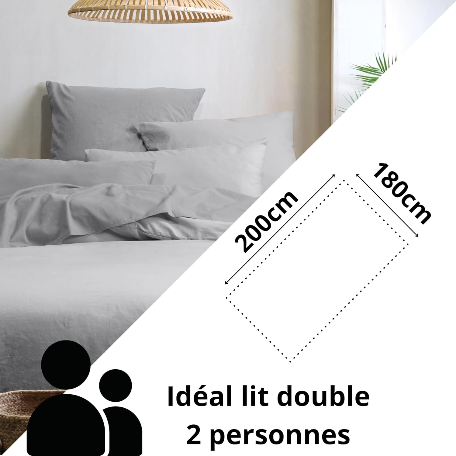 STOF - Fitted Sheet - Size 180 X 200 Cm - 100% Organic Cotton - Quality - Oeko-Tex Certified - Pearl Colour - Horizon Model - Bed Linen for Home - Soft and Comfortable image number 5