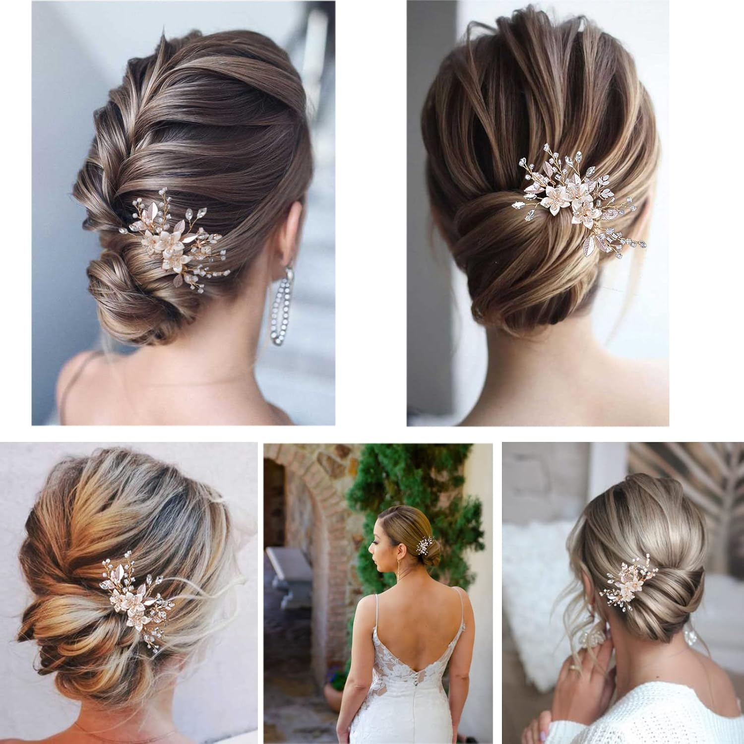 Gold Hair Comb Clip Bridal Crystal Hair Accessories for Brides, Bridesmaid, Prom, Party, Bridal Hair Piece (Comb) image number 4