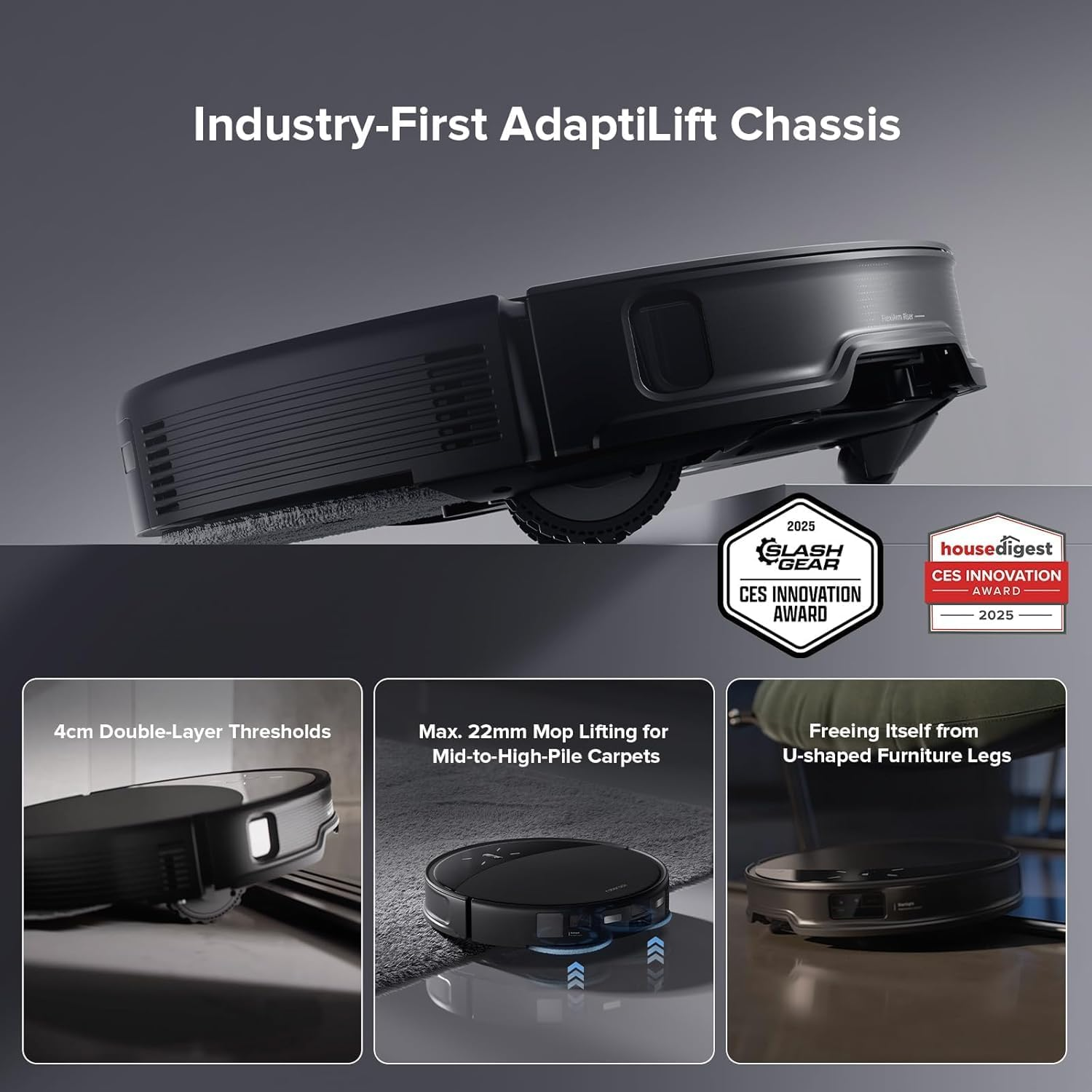 Roborock Saros 10R Robot Vacuum and Mop, Powerful Suction, Zero-Tangling, 3.14&rsquo;&rsquo; Ultra Slim, Flexiarm Riser Technology for Carpet & Floor, Corner & Edge Cleaning, Self-Emptying, Hot Air Drying image number 3