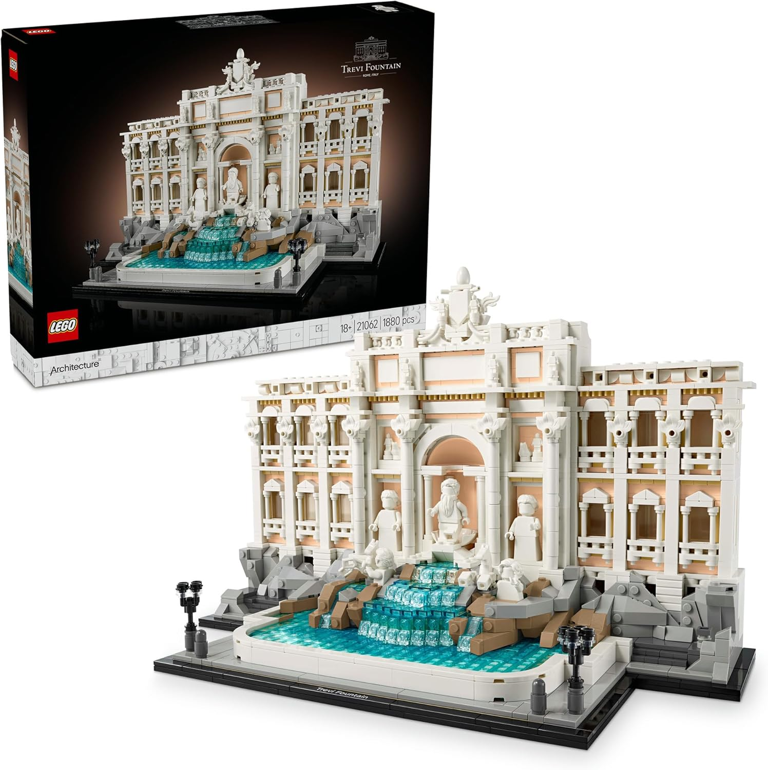 LEGO Architecture Trevi Fountain Set, Model Building Kit for Adults with Palazzo Facade & Minifigure Sculptures, Fun 3D Puzzle for Home Decor or Office Display, History Treat for Men & Women 21062