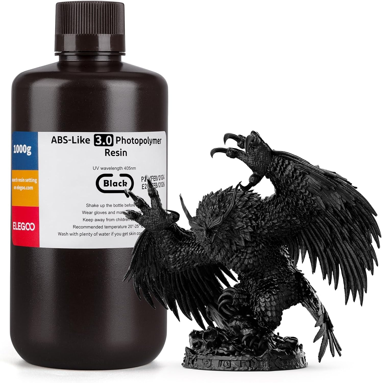 ELEGOO Abs-Like 3D Printer Resin 3.0, 405Nm Uv-Curing Photopolymer Resin for LCD/DLP 3D Printing, with Enhanced Strength and Toughness, High Precision, Low Viscosity, Grey 2000G