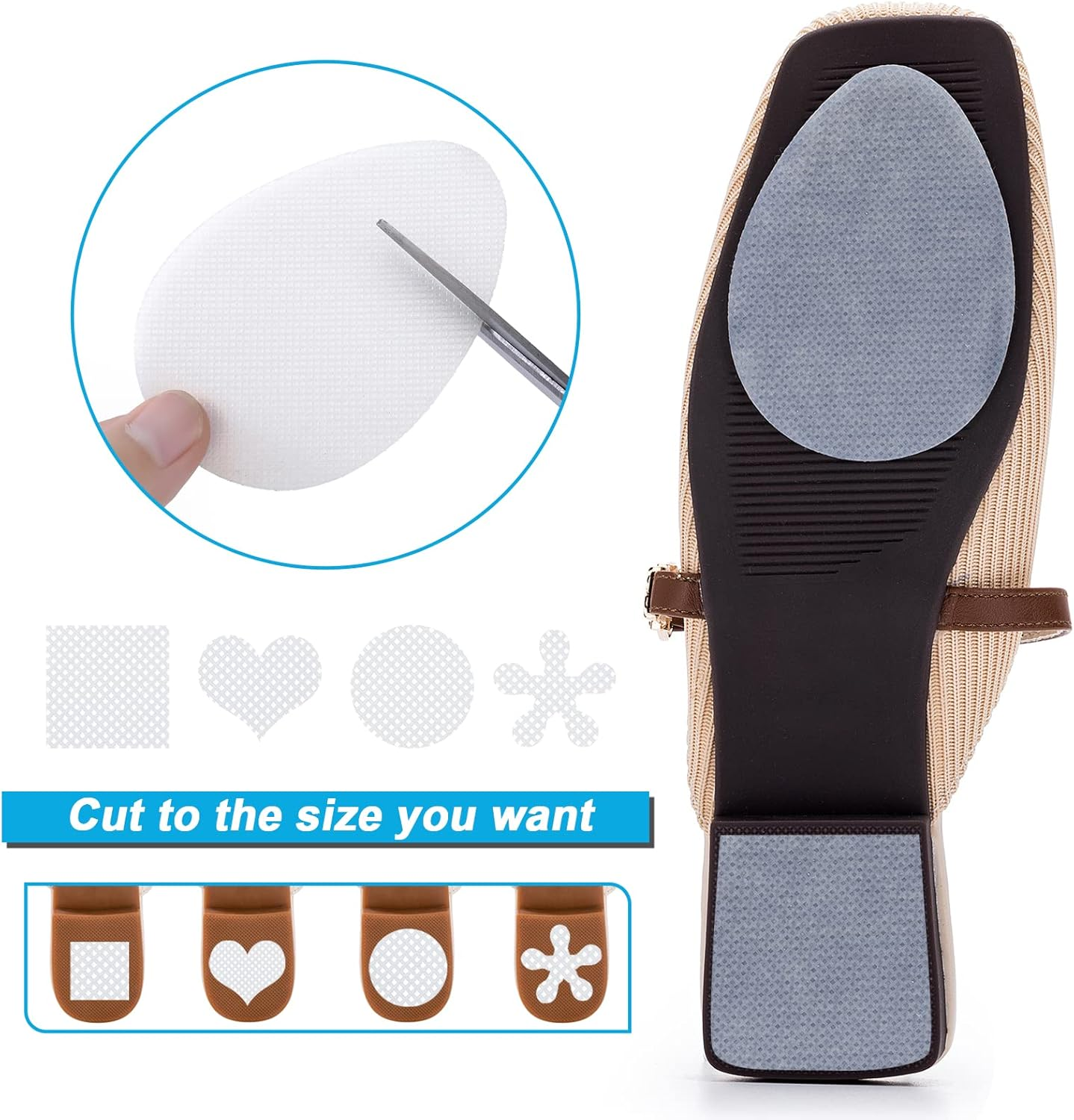 Non-Slip Shoe Pads, GADEBAO Self-Adhesive Anti-Slip Sole Sticker Protector, Premium Odorless Silicone Non Skid Shoe Grips for High Heels, Clear - 8 Pcs, 2.5'' * 3.5'' * 0.04'' image number 3