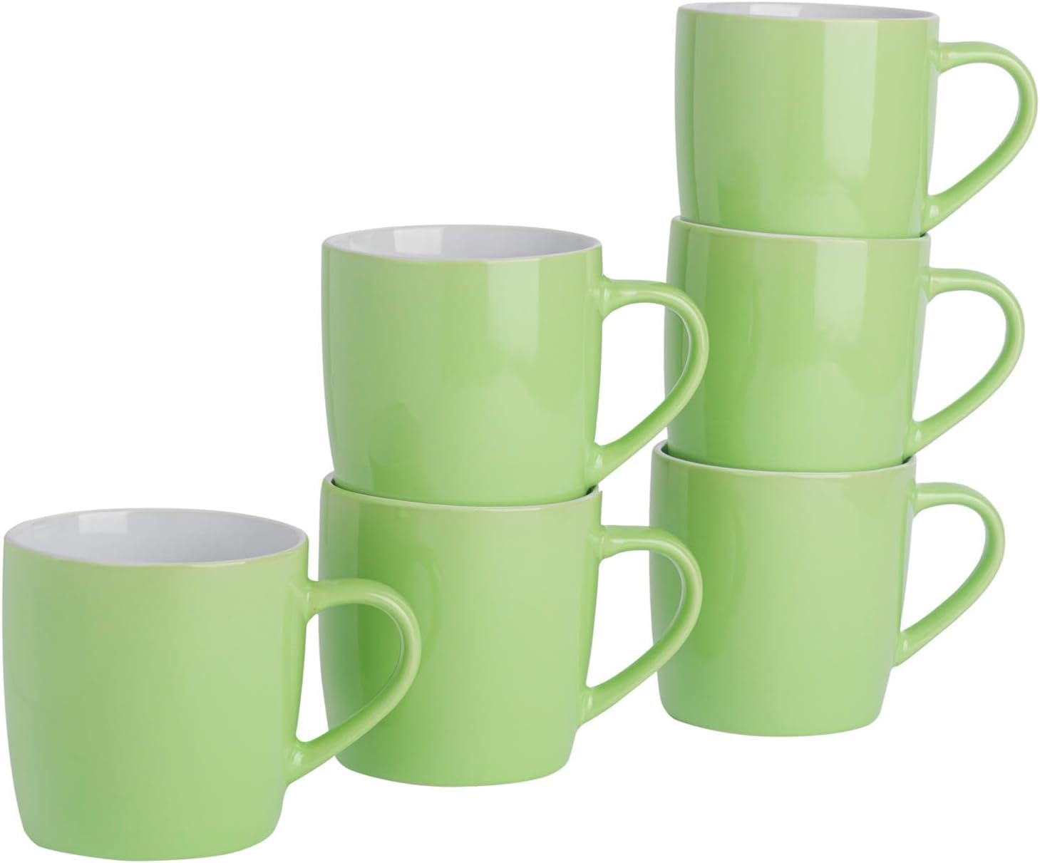 Argon Tableware Coloured Coffee Mugs - Yellow - 350Ml - Pack of 6 - Gloss Ceramic Stoneware Latte Cappuccino Cups Hot Chocolate Cups Colourful Mug Set with Handle