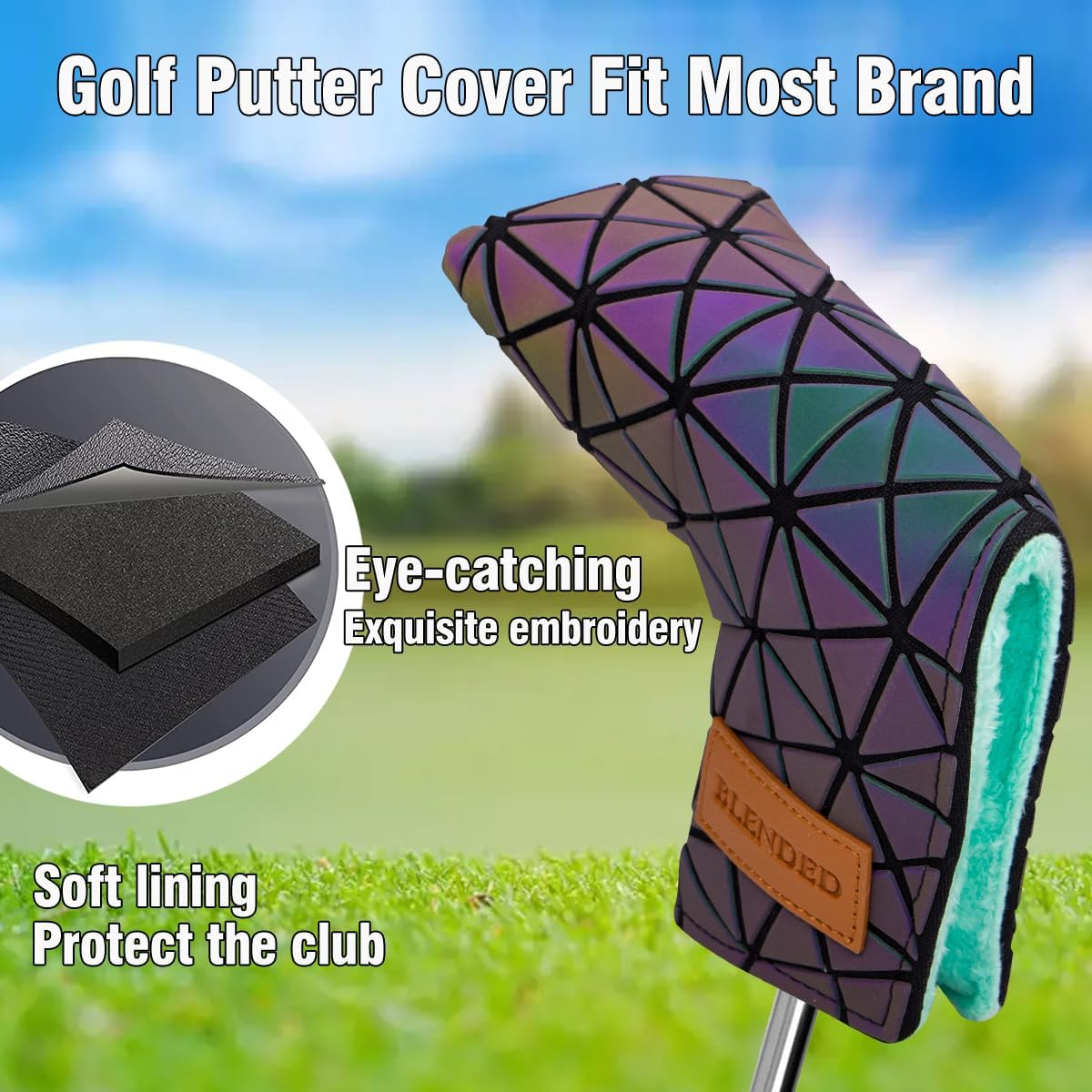 BAIRBRE Golf Putter Covers,Blade Putter Cover Mallet Putter Haedcovers Leather Golf Club Covers Putter Headcover with Magnetic for Scotty Cameron Taylormade Titleist Odyssey image number 2