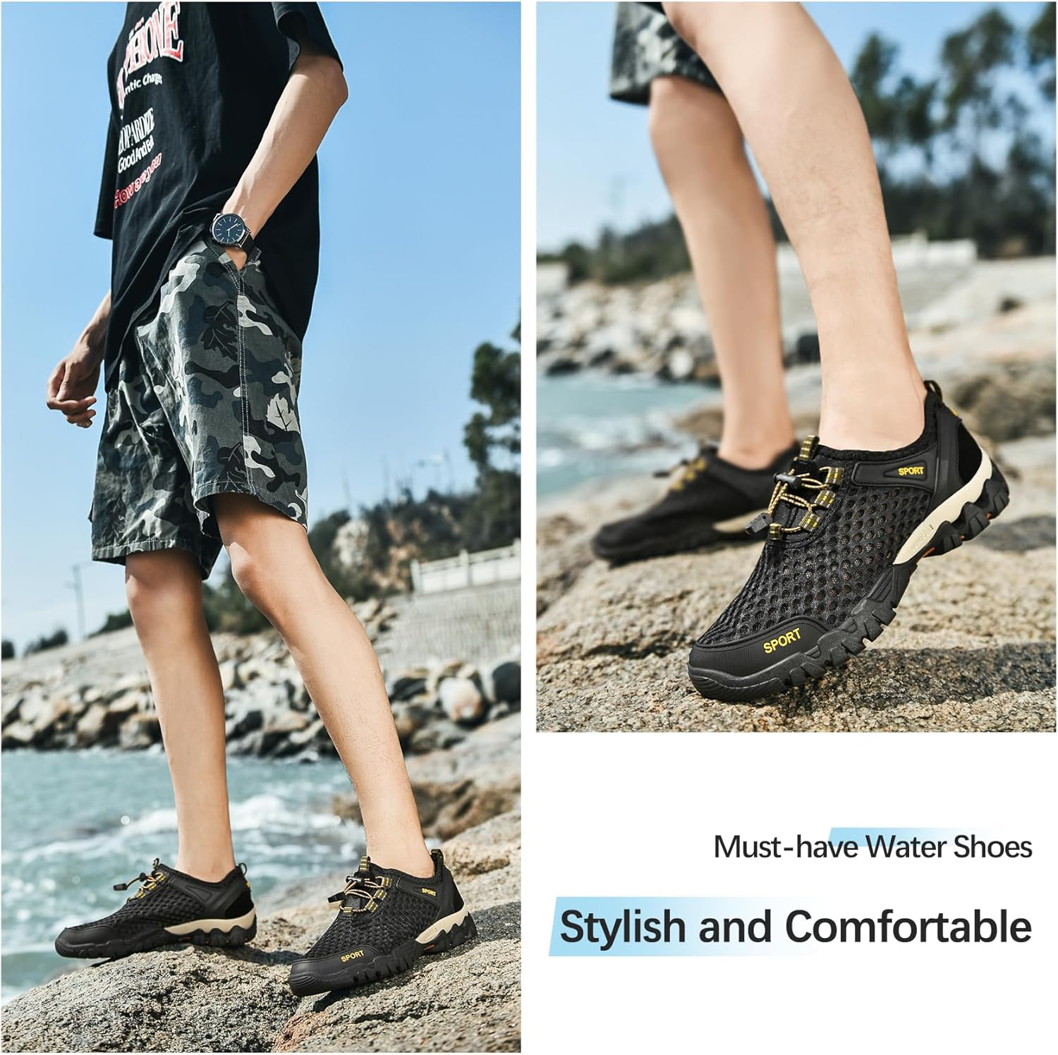 TRAILBLITZ Water Shoes Men Quick Drying Outdoor Hiking Barefoot Boat Footwear Aqua Shoes for Water Sport Waders Diving Hiking Sailing Travel Beach Wading Swimming Fishing Kayaking image number 3