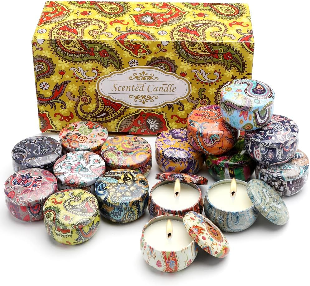 WOTOW 16 PCS Candles for Home Scented - 2.5Oz / 70G Soy Wax Aromatherapy Tin Jar Candles - Scented Candles Gift Set for Birthday Christmas Thanksgiving Mother'S Day