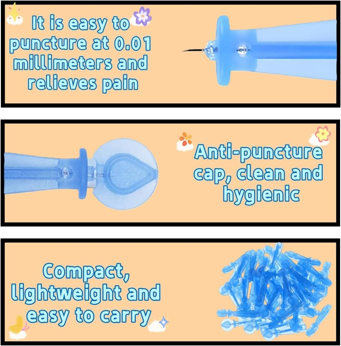 Hpessoterr 50 Pcs Acne Pimple Needles,Sterile Needles for Pimples, Suitable for Acne, Blackhead and Acne Removal, Clean Skin, Pimple Popper Set for Salon and Home Use(Blue） image number 4