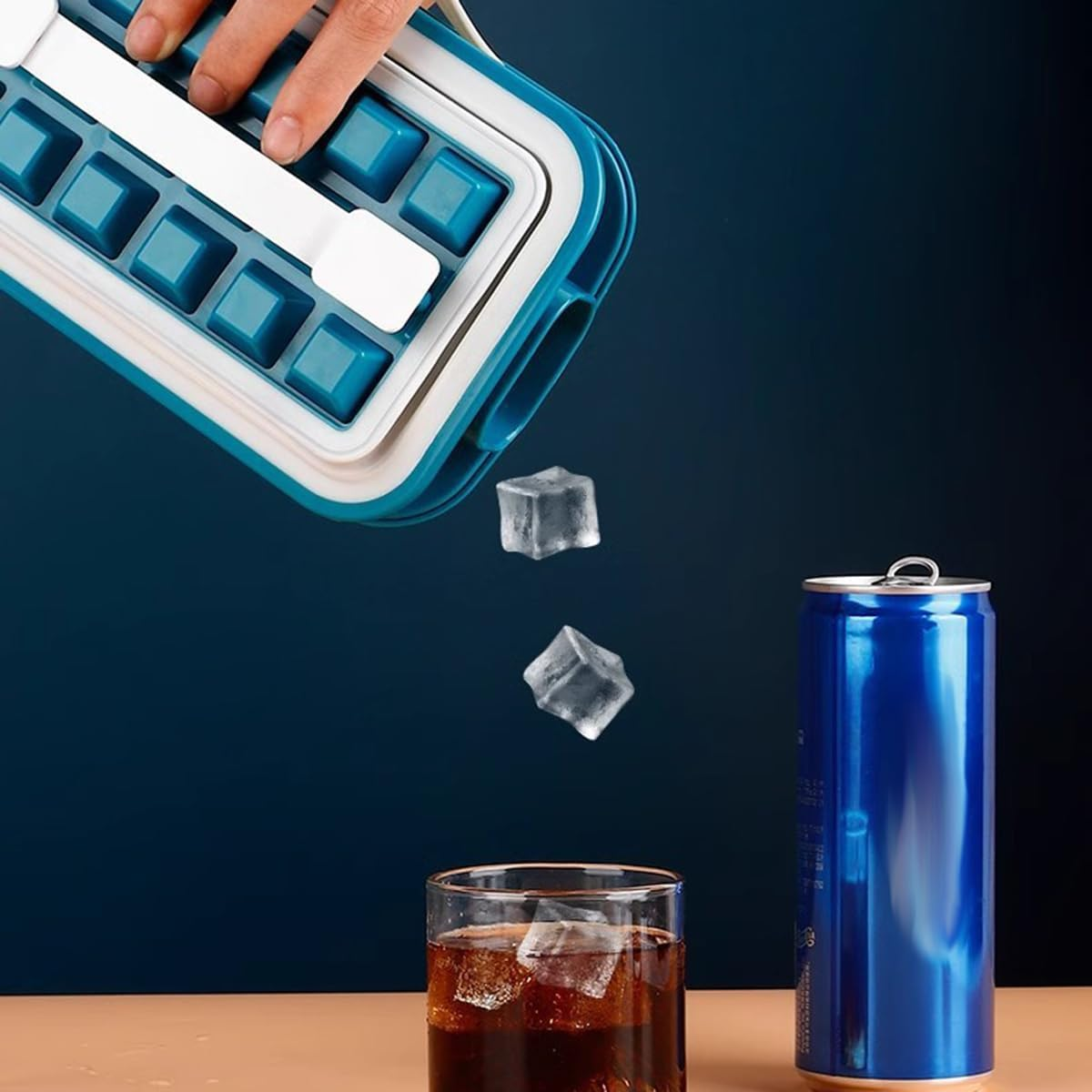 Portable Ice Ball Maker,Ice Trays for Freezer,2 in 1 Portable Ice Cube Tray with Lid for Indoor and Outdoor, Ice Ball Maker Mold for Chilled Drinks, Cocktail, Whiskey, 16 Cubes