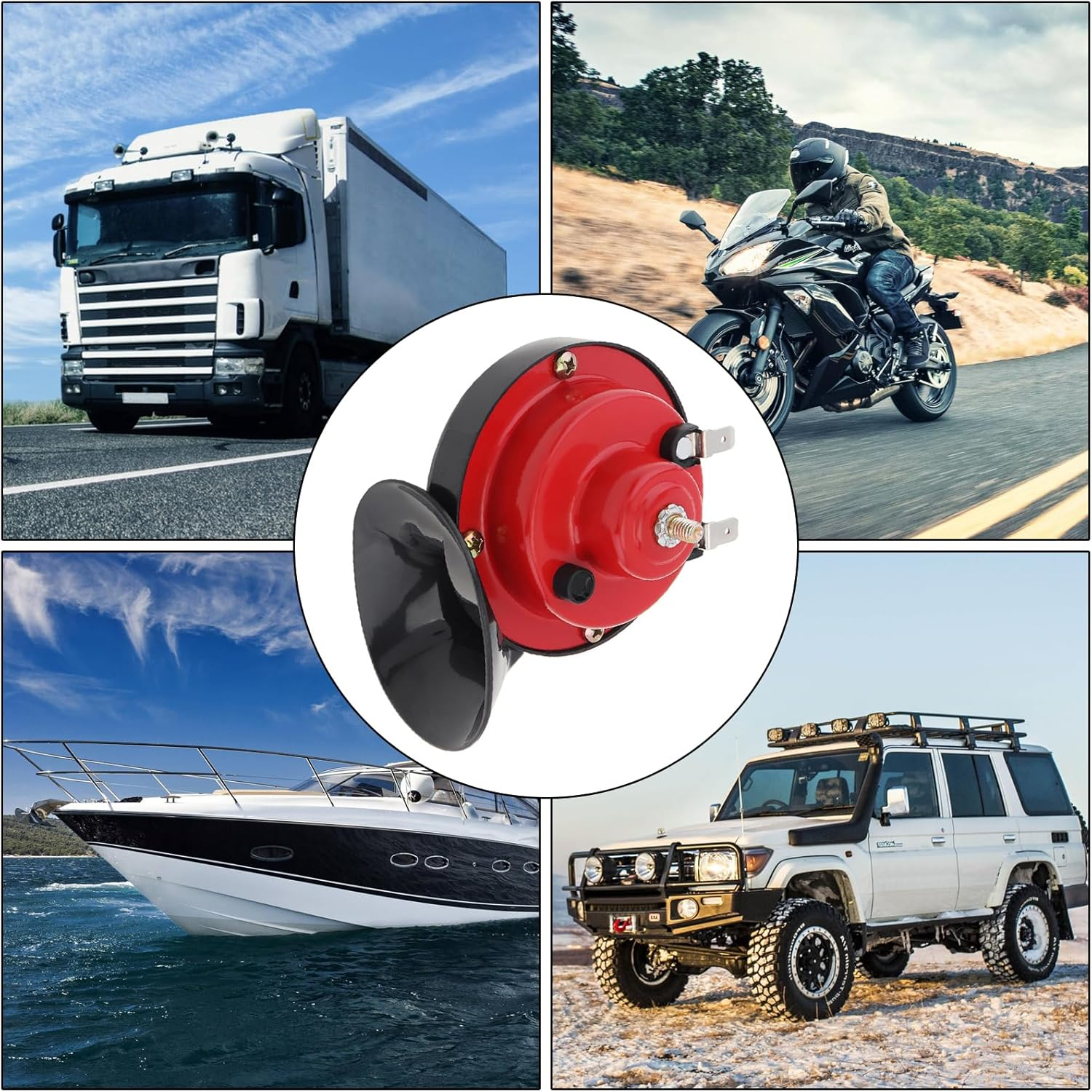 2Pcs 300Db Train Horn for Truck, 12V Waterproof Double Horn, Air Electric Snail Horn for Car, Truck, Motorcycle, Bike & Boat image number 3