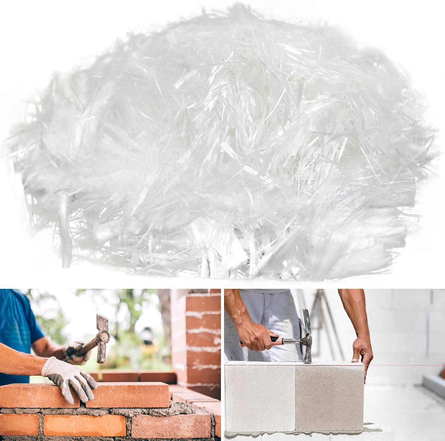 1 Kg Polypropylene Fibre, Poly Fibres for Concrete, Mortar, Plaster, Cement Mortar, Polypropylene Fibres Reinforcement and Resistance, Prevents Cracking, Reduces Shrinkage, Homogeneous Distribution Of