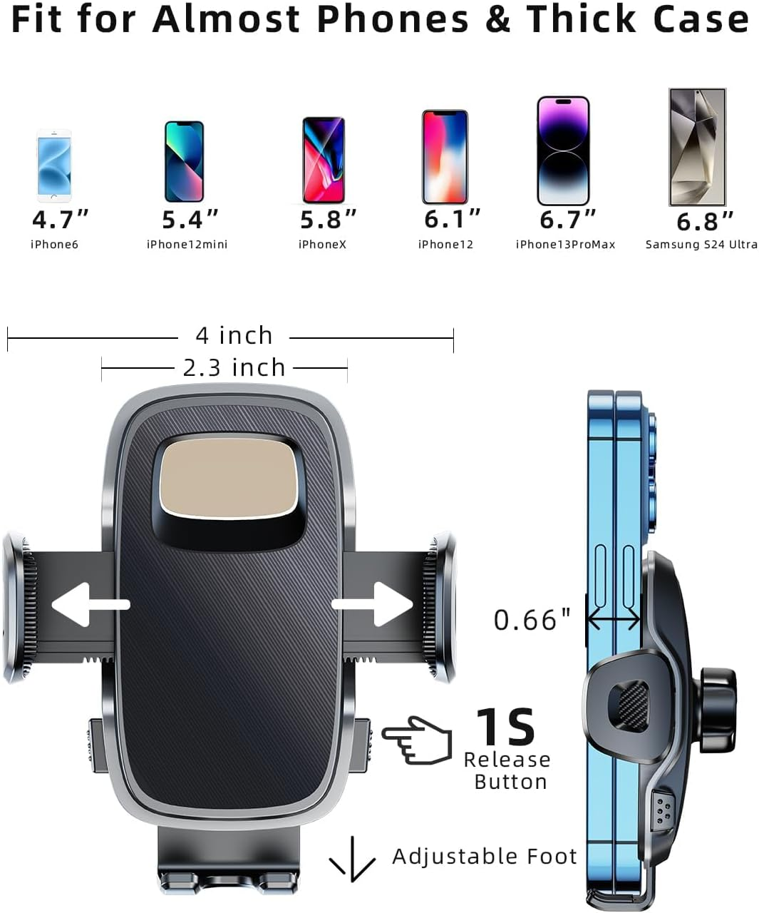 Universal 17Mm Ball Mount Phone Holder Clamp for Car Mount Replace [Dual Head Screen Phone Holder Clip Head Accessory] - Clip Holder image number 2