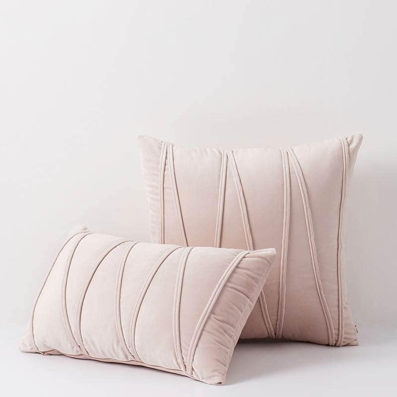 Hyper Cover Velvet Cushion Cover with Bandage Stripes Design (Pink, 30X50 Cm) - Elegant Home D&eacute;cor Product for Room Decor, Perfect for Couch and Boho Home Decor Throw Pillow Covers image number 2
