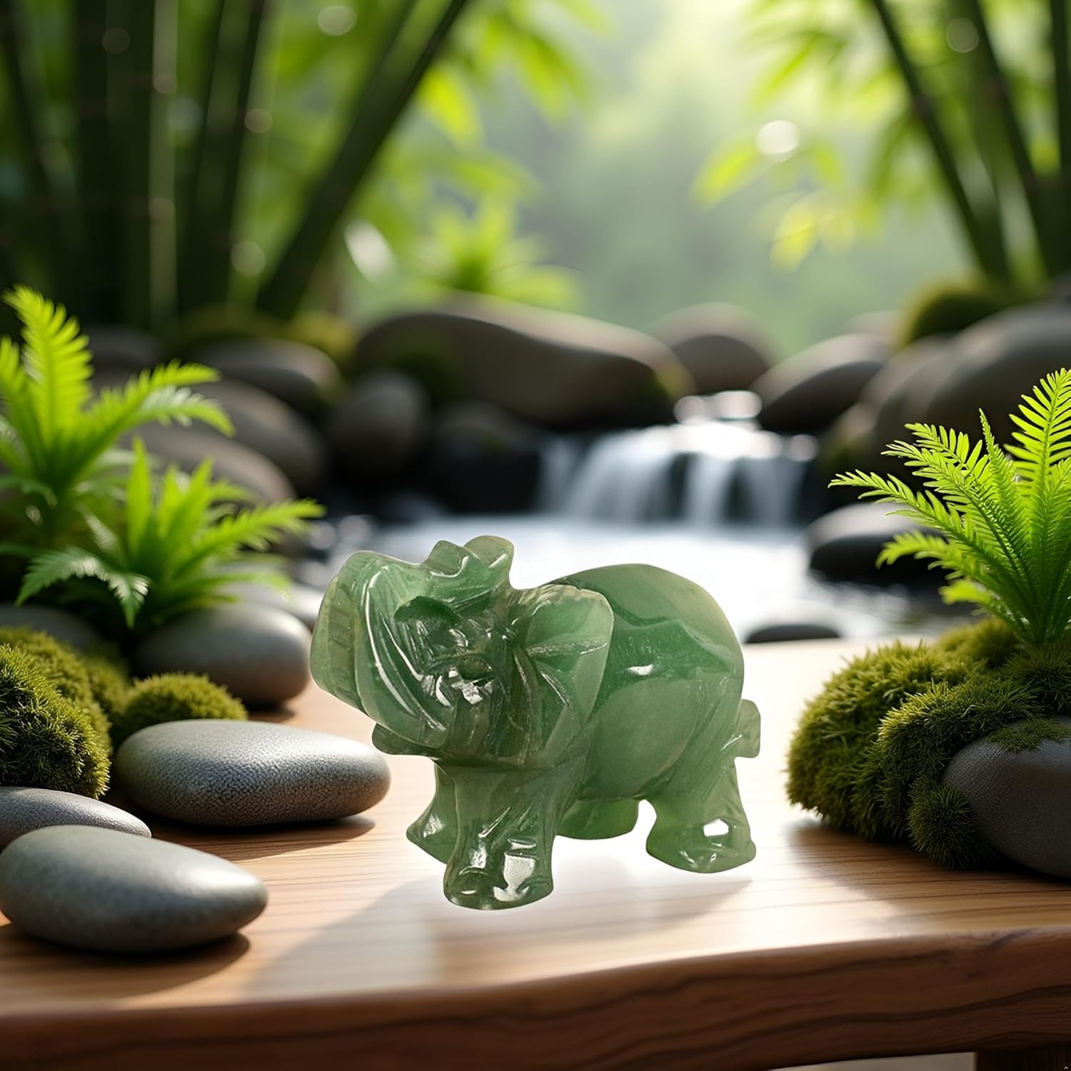 Green Elephant Ornament, Elephant Statue, Jade Stone Handcraft Natural Green Jade Stone Elephant Statue Decor Toys in Hand Home D&eacute;cor Accents,Jade Stone,Elephant 0Rnament,Sculptures image number 3