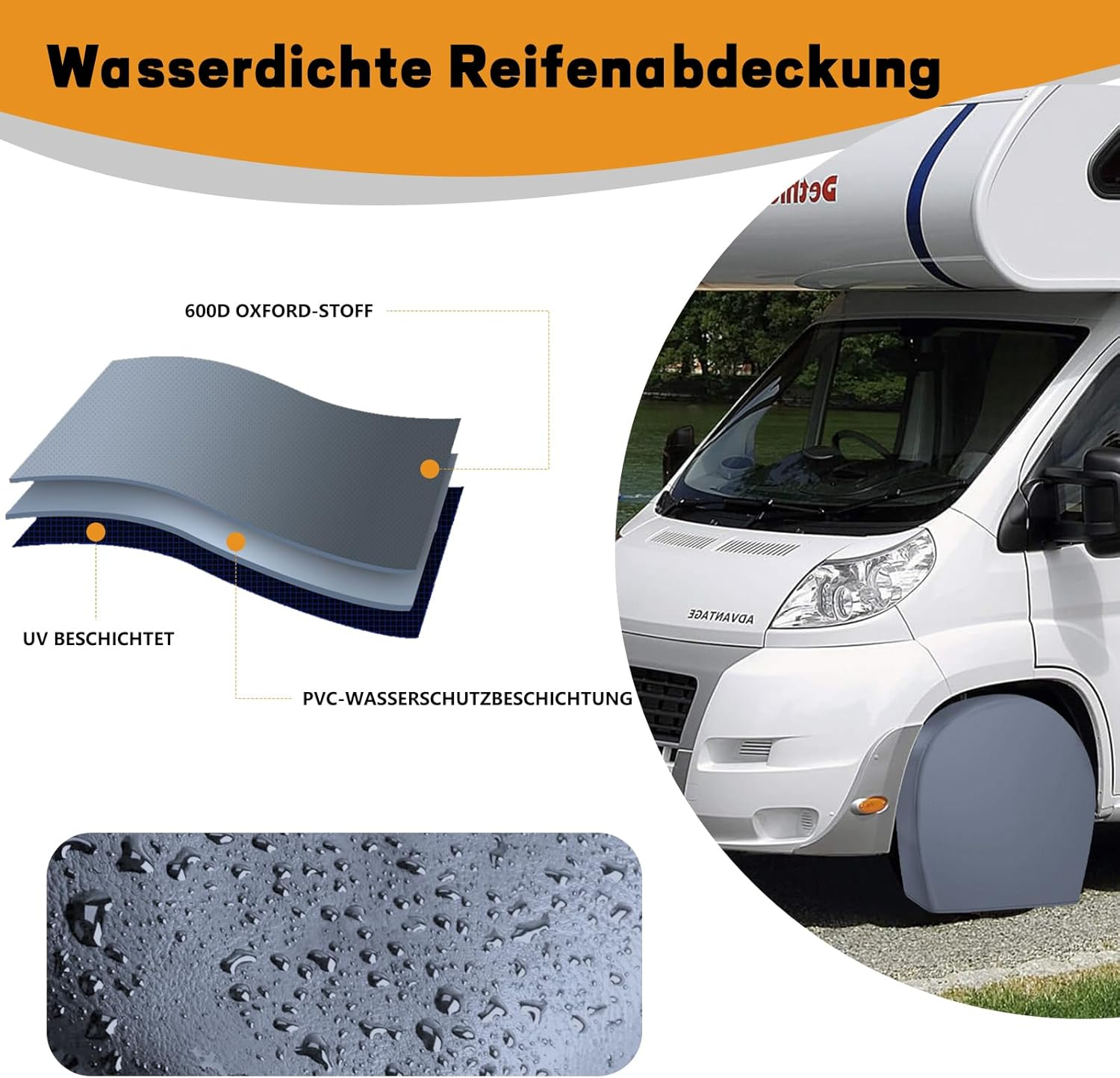 Caravan Wheel Cover, Tyre Cover, Caravan, All-Round Protection, UV Protection, Waterproof, Dustproof, Universal Caravan Tyre Cover (15 Inches, Pack of 4) image number 3