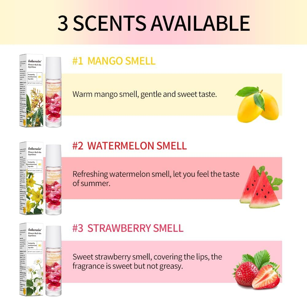 Flower Roll-On Lip Gloss, Watermelon Flavour, 5.9Ml image number 2