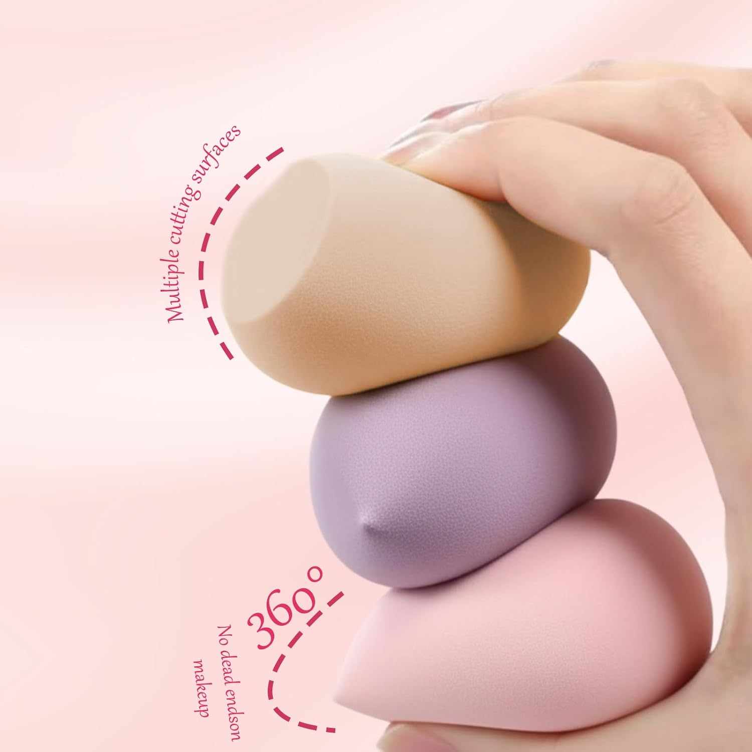 8 Pcs Makeup Sponge Set, Beauty Blender for Liquid Foundation, Powder & Cream, Latex-Free Cosmetic Sponges with Ergonomic Design, Perfect for Daily Makeup and Professional Application image number 3