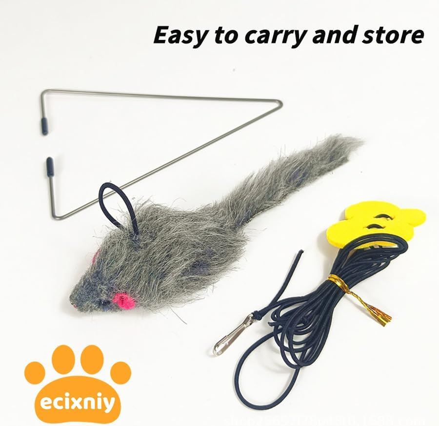 Ecixniy - Interactive Hanging Cat Toy for Indoor Cats - Durable Kitten Toy with Adjustable Elastic Rope, Safe & Non-Toxic Cat Toys for Indoor Exercise, Hunting Play, and Stress Relief (Mouse) image number 5