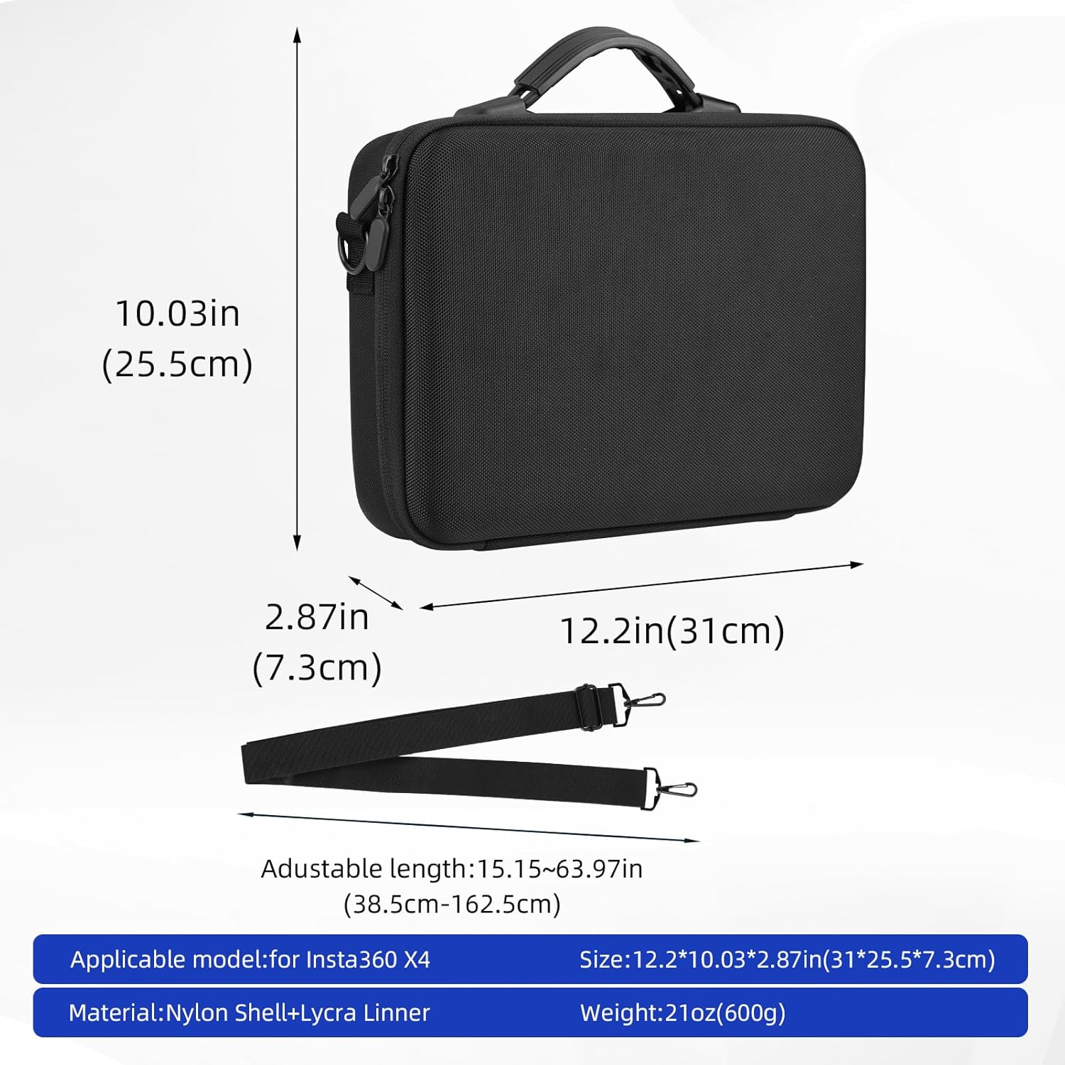 Flymile X4 Carrying Case for Insta360 X4,Portable Hard Shell Storage Protective Bag,Lager Capacity Travel Handle Case for Insta360 X4 Accessories image number 1