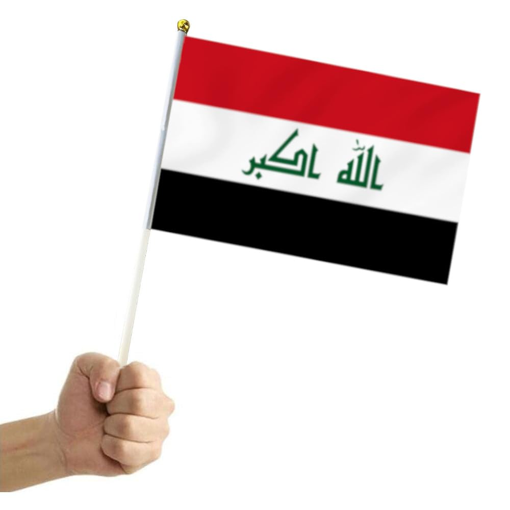 10 PCS Handheld Iraq Flag,8.5&times;5.5 Inch Hand Held Mini Iraqi Flags Banner for Indoor Outdoor Parade Waving the Tlag and Shouting image number 1