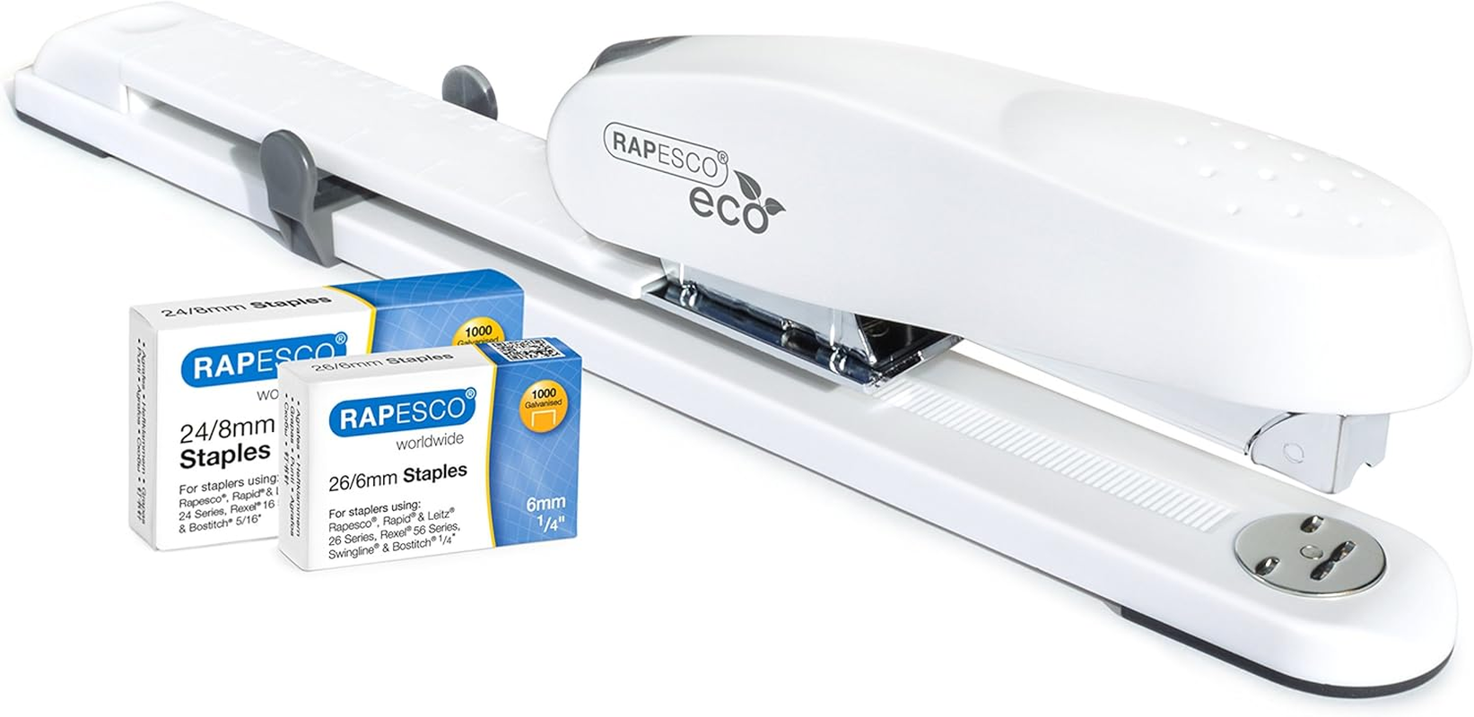 Rapesco 1480 ECO 790 Heavy Duty Long Arm Stapler with 2000 Staples, 50 Sheet Capacity, Charcoal