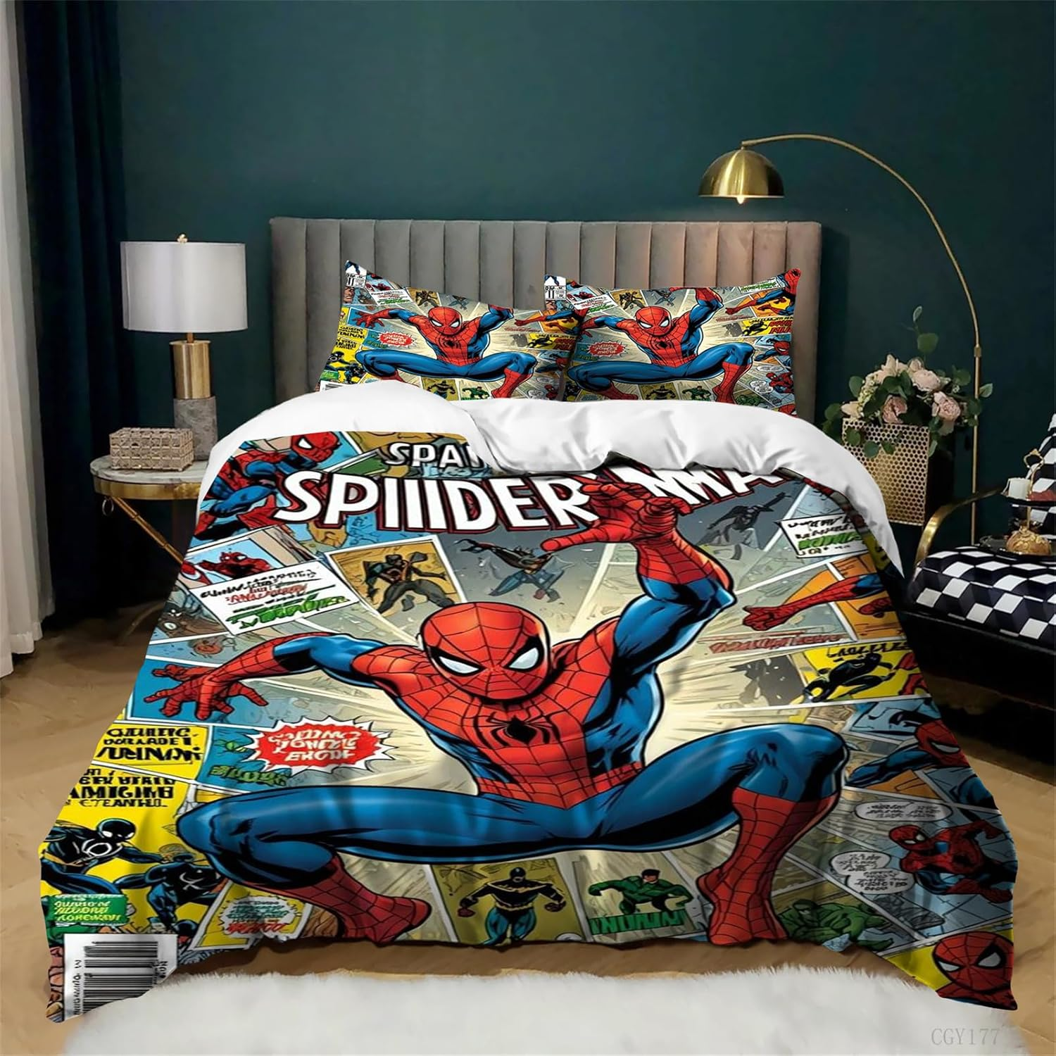 Spider Man Duvet Cover Set 3Pcs Bedding Duvet Cover All Season Soft Breathable Quilt Cover with Zipper Closure