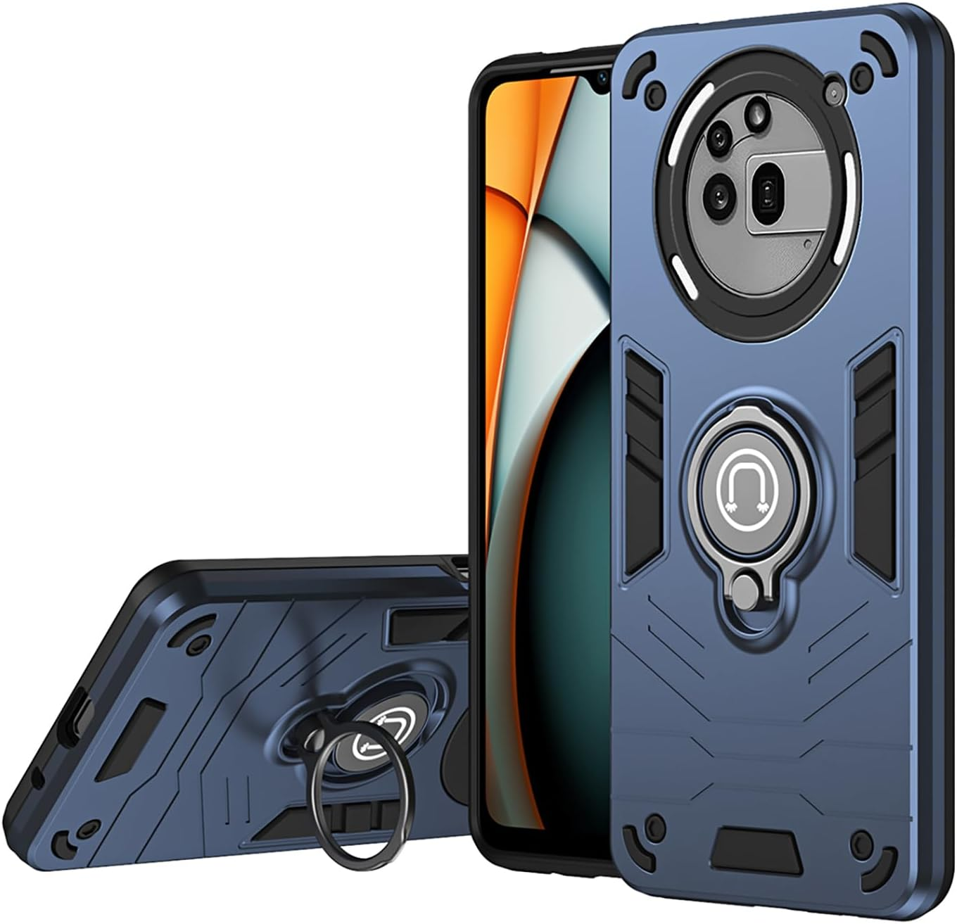 ILING Case for Nothing Phone (3A) Pro, Ultra Thin Matte Texture Hard PC Shockproof Armour Mobile Phone Case, Silicone TPU Bumper Protective Case with Ring Stand and Camera Protection (Silver)