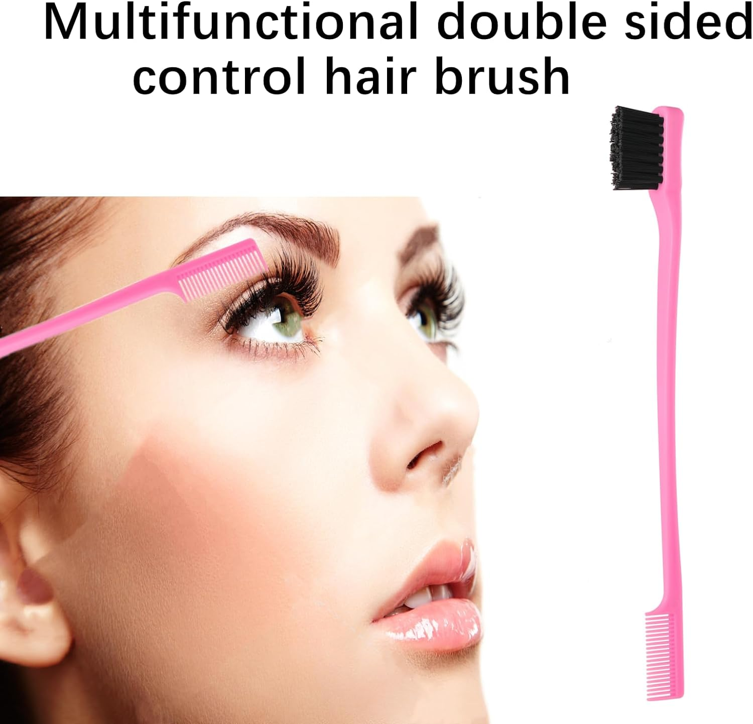 ZVOREI 8Pcs Hair Brushes Set with 4Pcs Topsy Hair Tail Tools 1Pcs Bristle Teasing Hair Brush 1Pcs Edge Control Brush 2Pcs Metal Pin Rat Tail Combs for Woman Girl Styling,Edge&Back Brushing Pink - Black image number 2